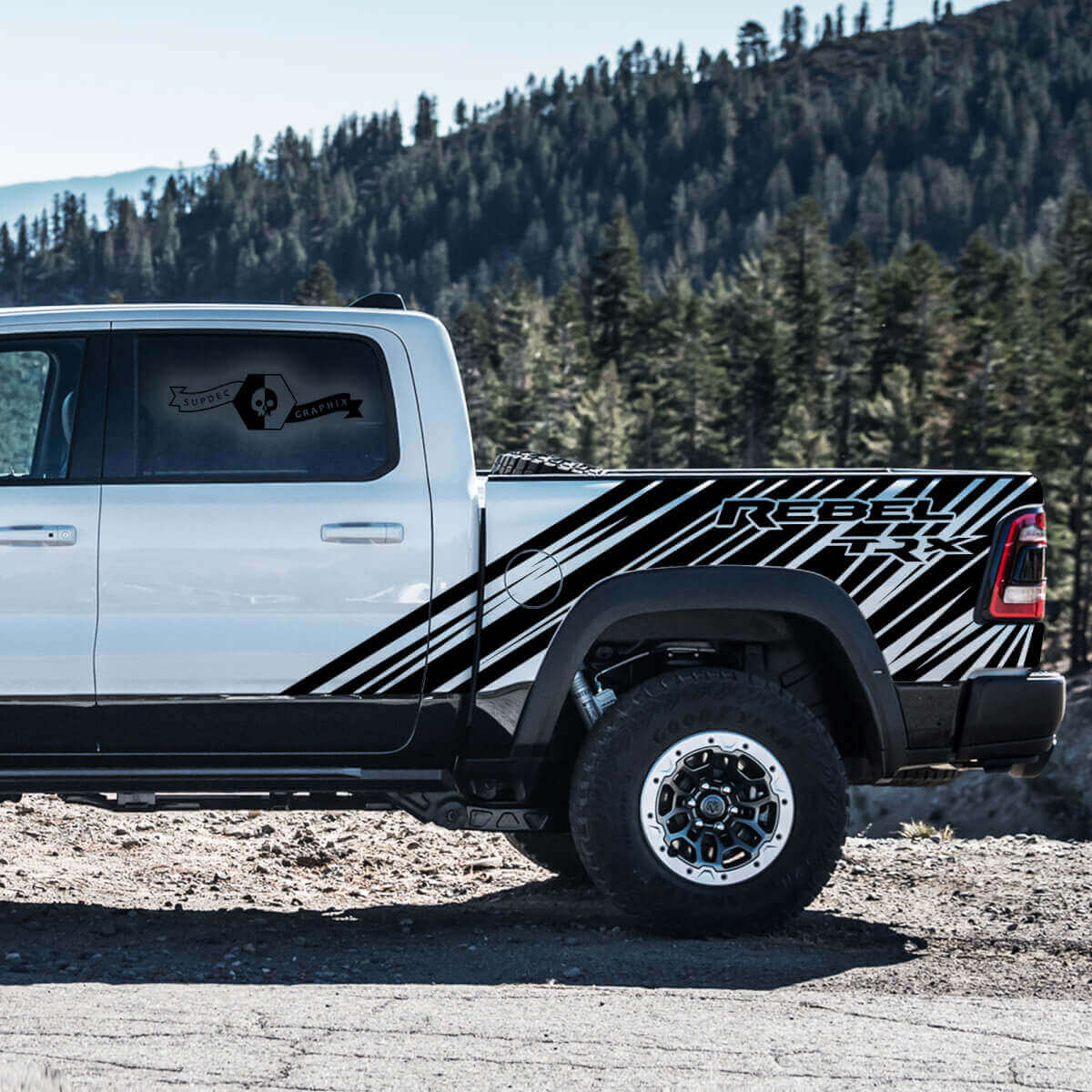 TRX Rebel Seitenstreifen Vinyl-Aufkleberset für Dodge Ram Rebel 2021+