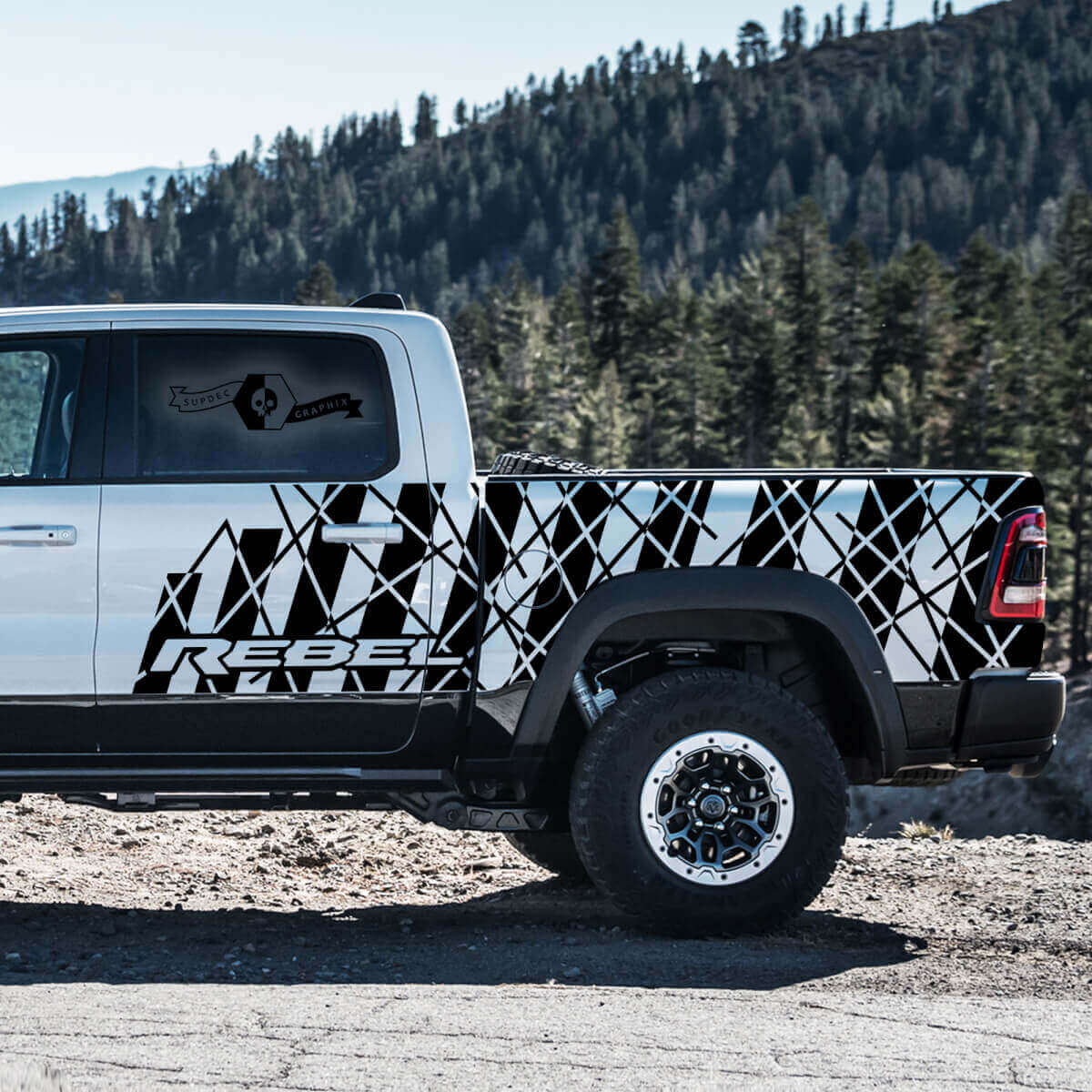 Chaotischer Stil Seitenstreifen Vinyl-Aufkleber-Set für Dodge Ram Rebel 2021+