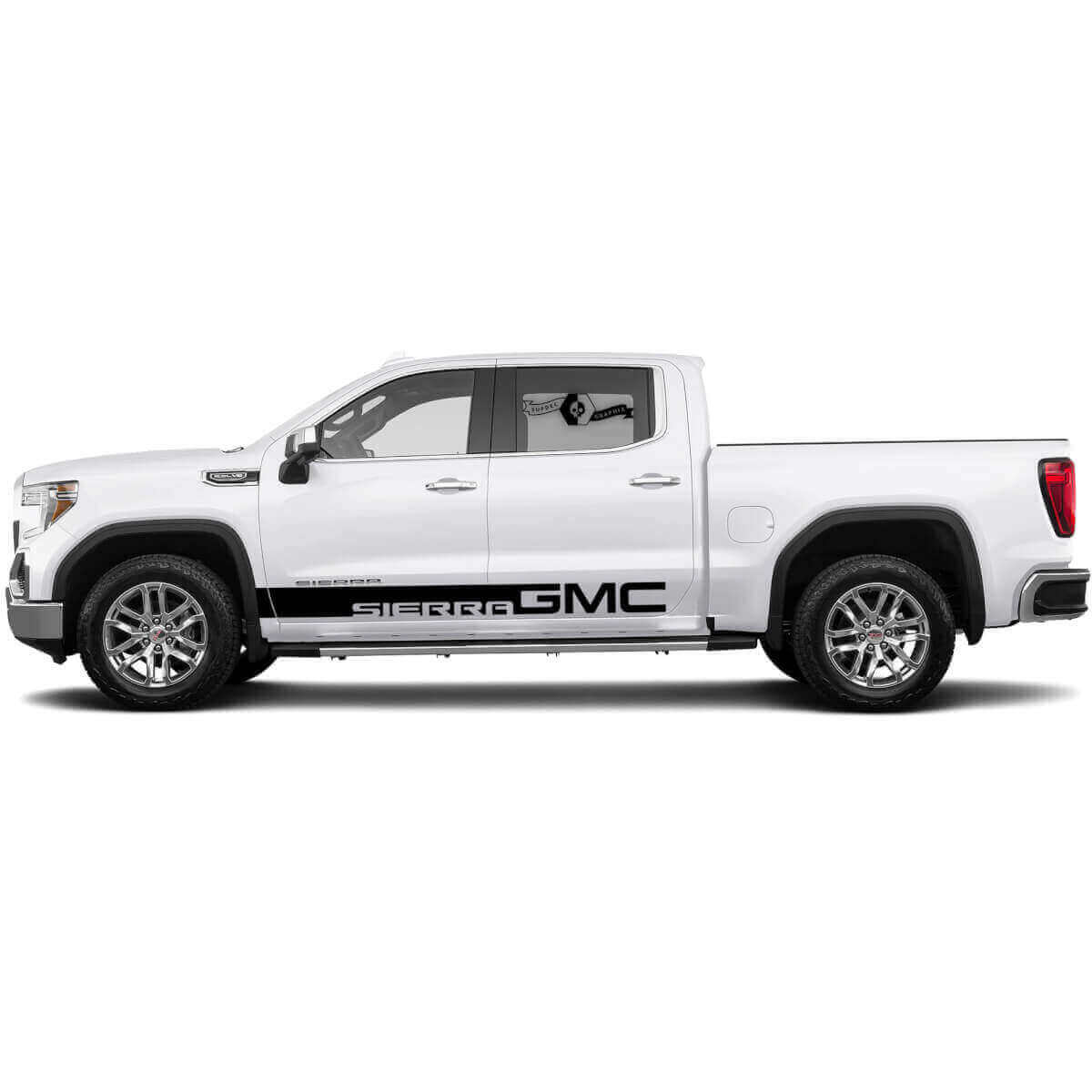 Markiertes Vinyl-Aufkleberset für Türseitenstreifen passend für GMC Sierra