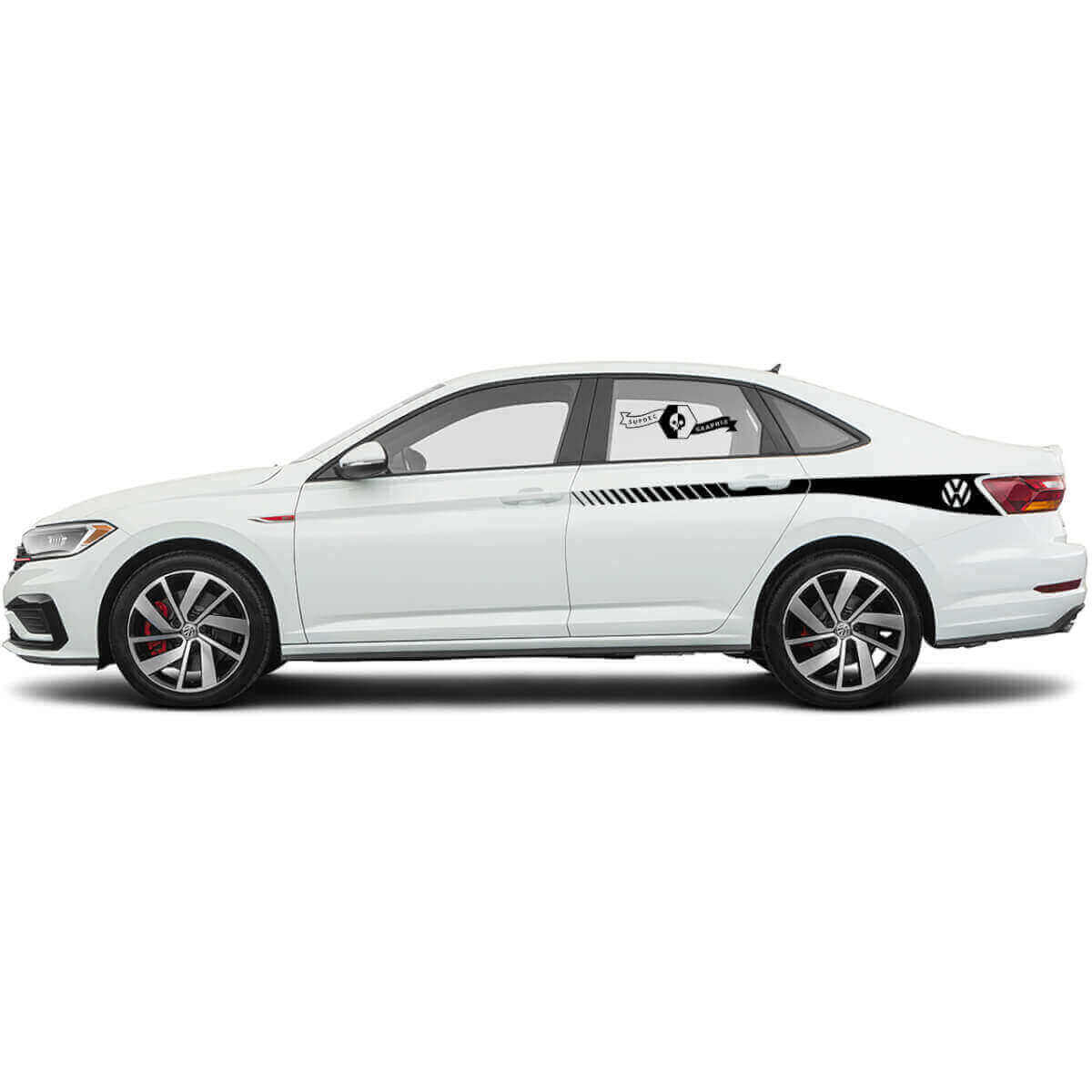 Markiertes Vinyl-Aufkleber-Kit für hintere Seitenstreifen für Volkswagen Jetta Mk7