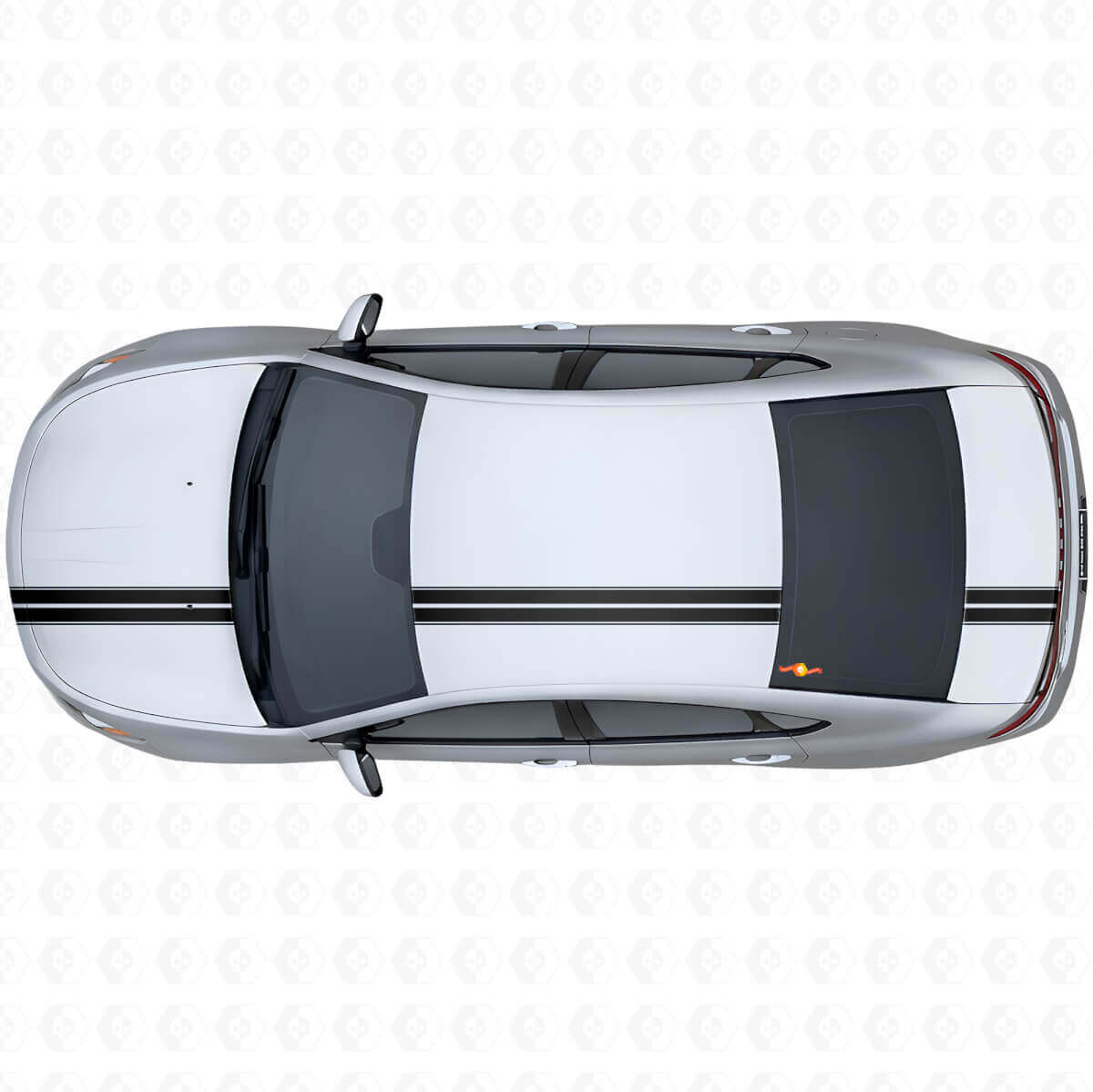 Doppelumrandete Streifen Oberseite Vinyl-Aufkleber-Kit für Dodge Dart 2013+