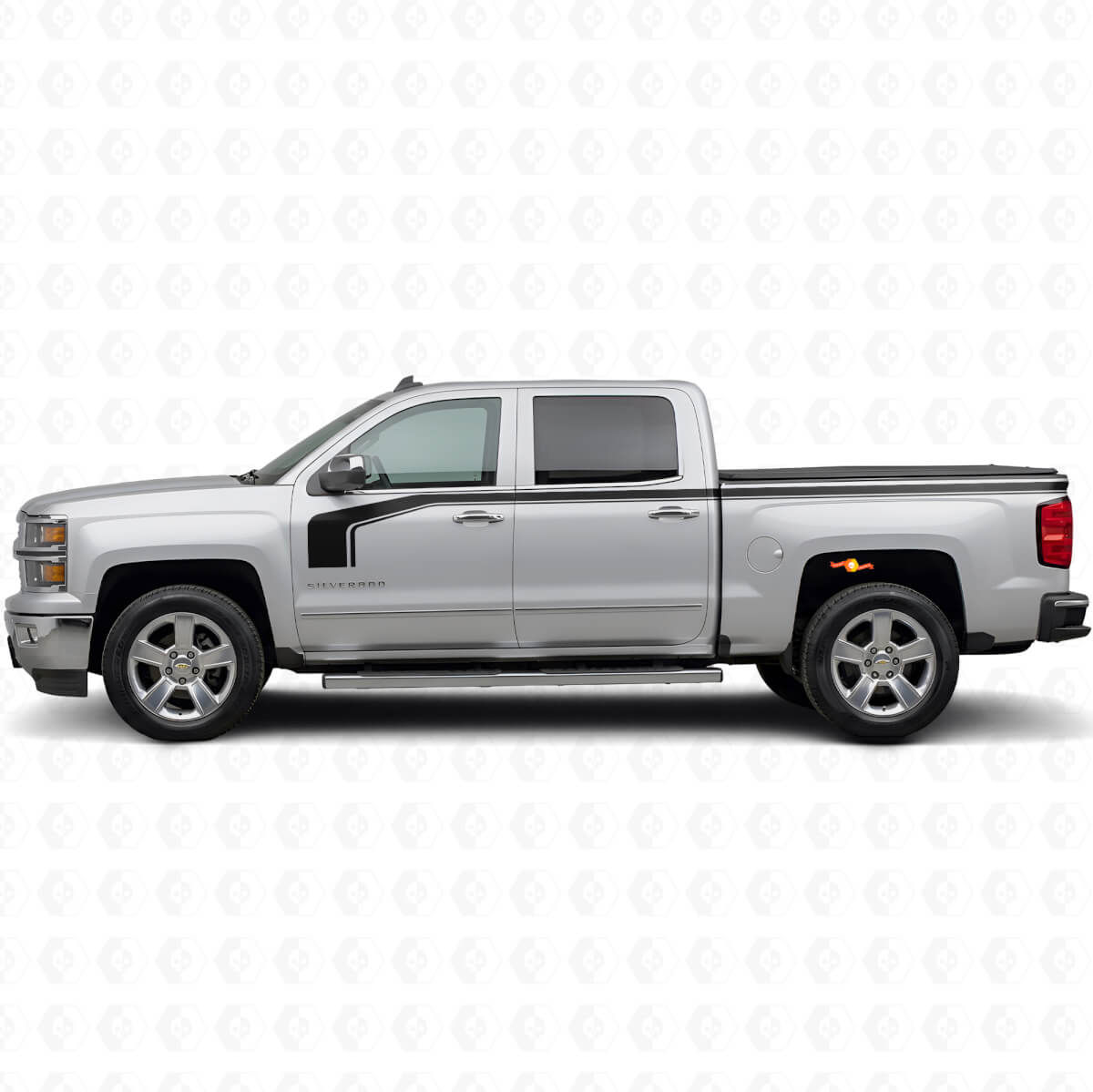 Hockey-Stick-Design mit unterer Umriss-Seiten-Vinyl-Aufkleber-Kit für Chevy Silverado 1500 2014+