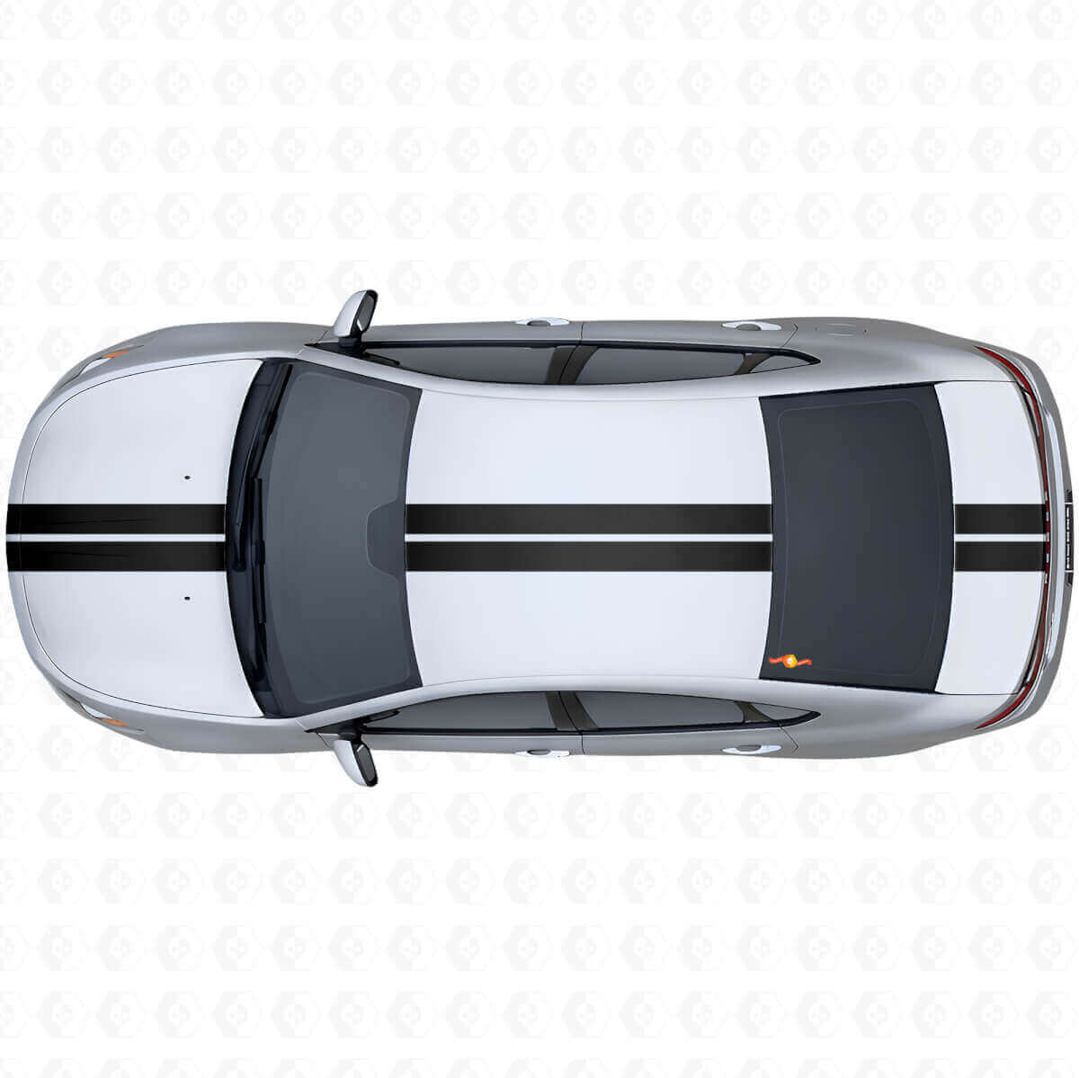 Doppelter Mittelstreifen Kontur Vinyl-Aufkleber-Kit für Oberseite für Dodge Dart 2013+