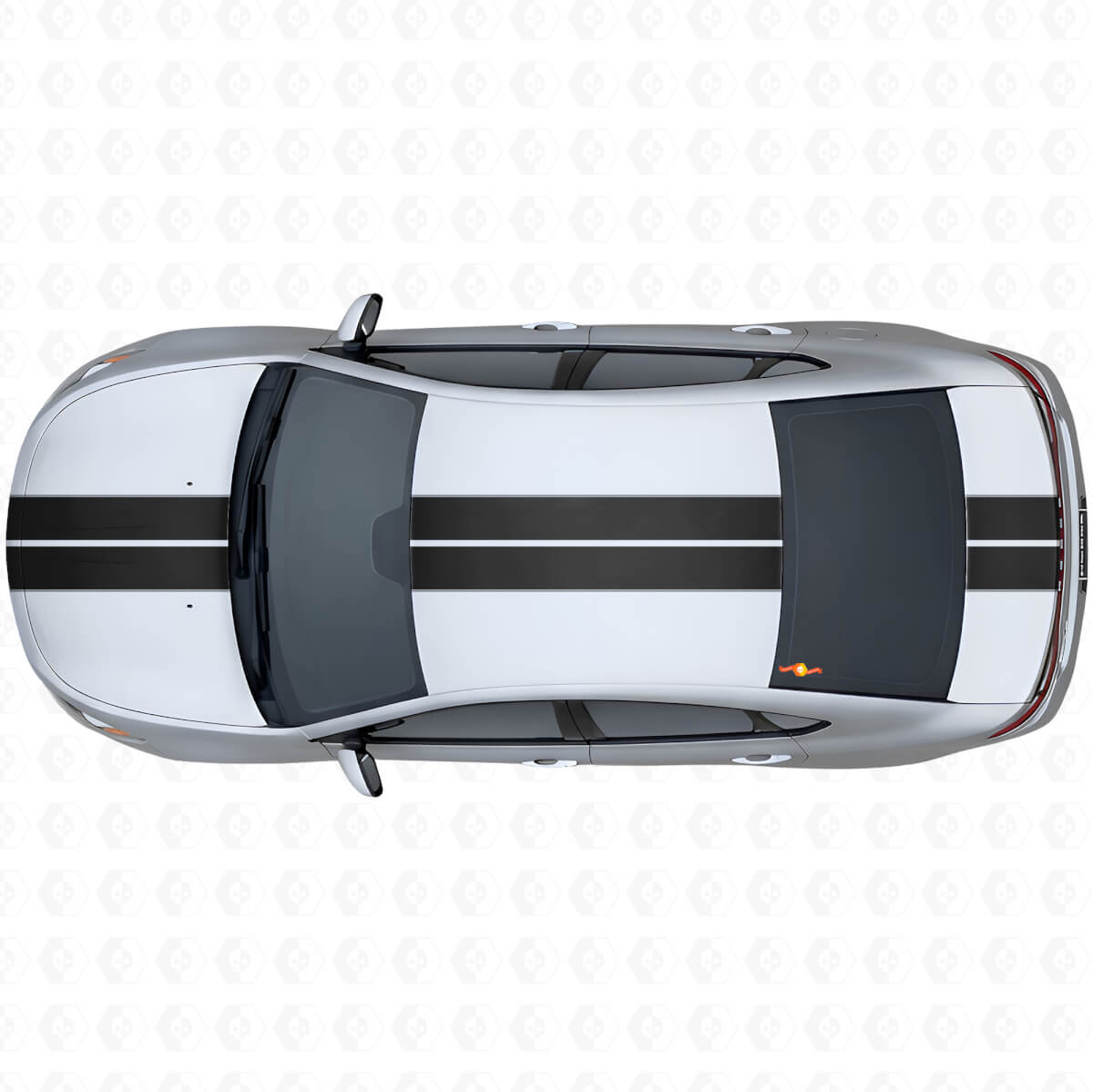 Twin-Outline-Streifen Front Obere Heck Vinyl-Aufkleber-Set für Dodge Dart 2013+