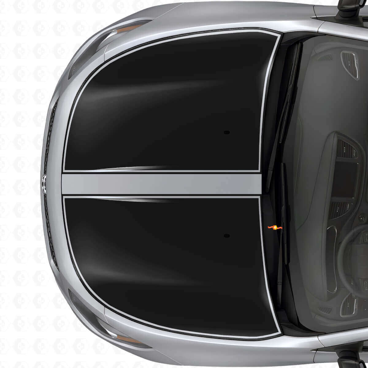 Duales Schwarzumrandetes Motorhauben-Streifen Vinyl-Aufkleber-Set für Dodge Dart 2013+