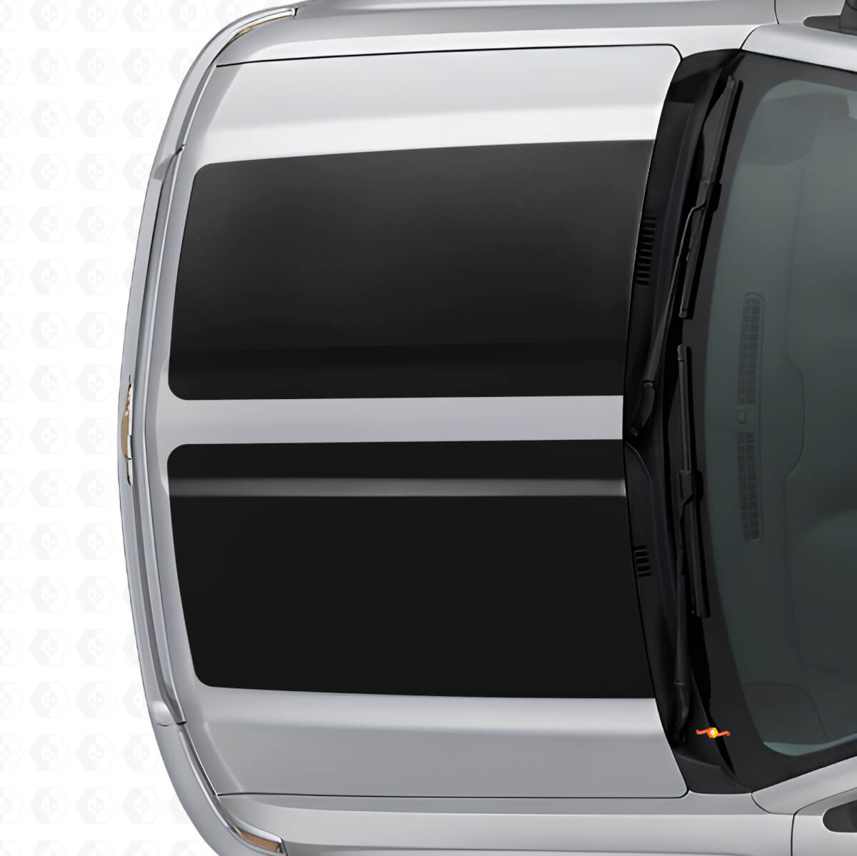 Vinyl-Aufkleber-Kit mit zwei breiten Streifen für Motorhaube und Heckklappe für Chevrolet Silverado 2014-15