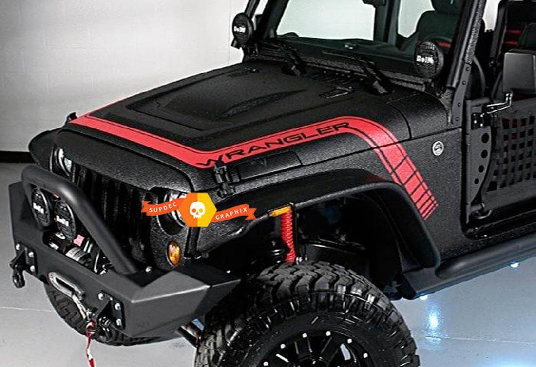 Jeep Wrangler Motorhaube Streifen Seite Vinyl Aufkleber jede Farbe von JK TJ LJ YJ CJ Gladiator