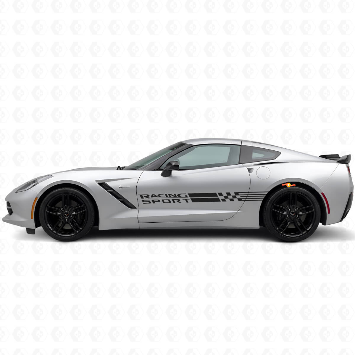 Racing Sport Schachbrett-Fahnen Seitenstreifen Vinyl Aufkleber Set für Chevy Corvette