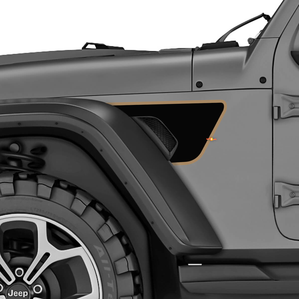 Blackout Kotflügel-Lüftungs-Vinylaufkleber-Set für Jeep Wrangler Rubicon