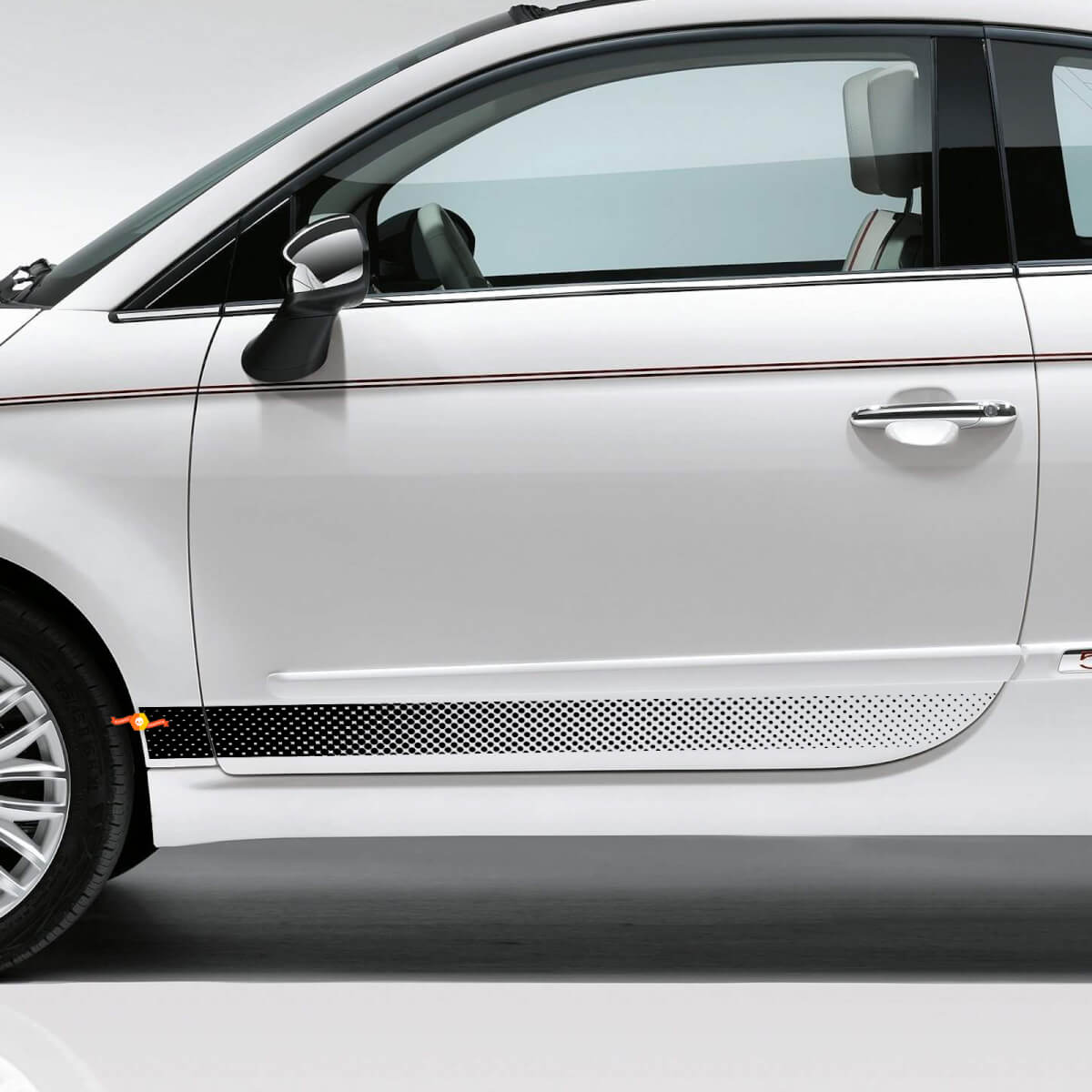 Perforierte Streifen Seiten- Vinyl-Aufkleber für Fiat 500