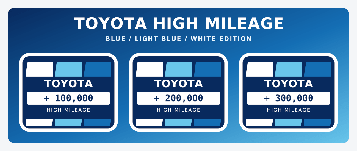Toyota High Mileage Heritage Blau Retro Vintage Aufkleber Set Decals Grafiken