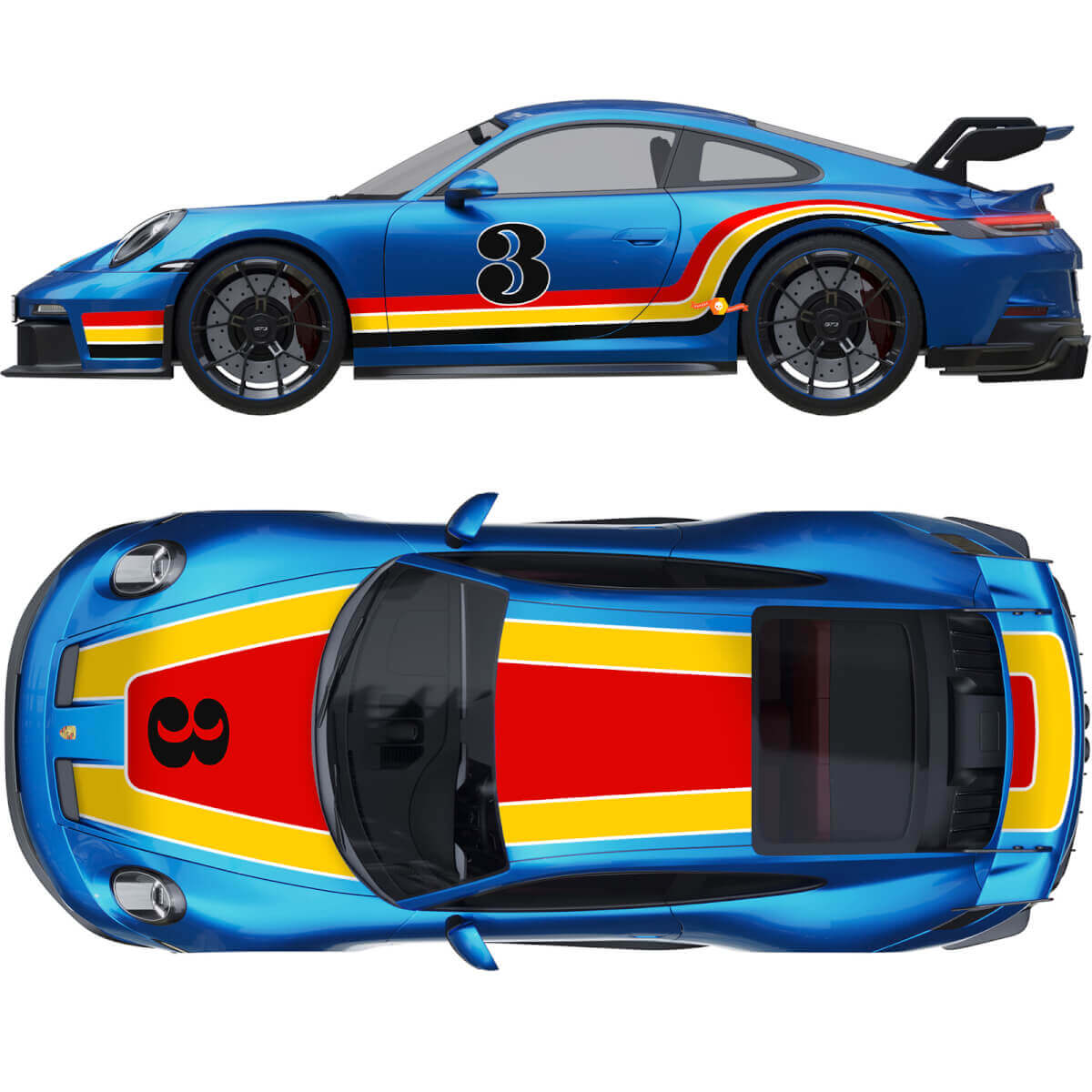 Racing Style Streifen Komplettsatz Vinyl-Aufkleber für Porsche 911 GT3 RS