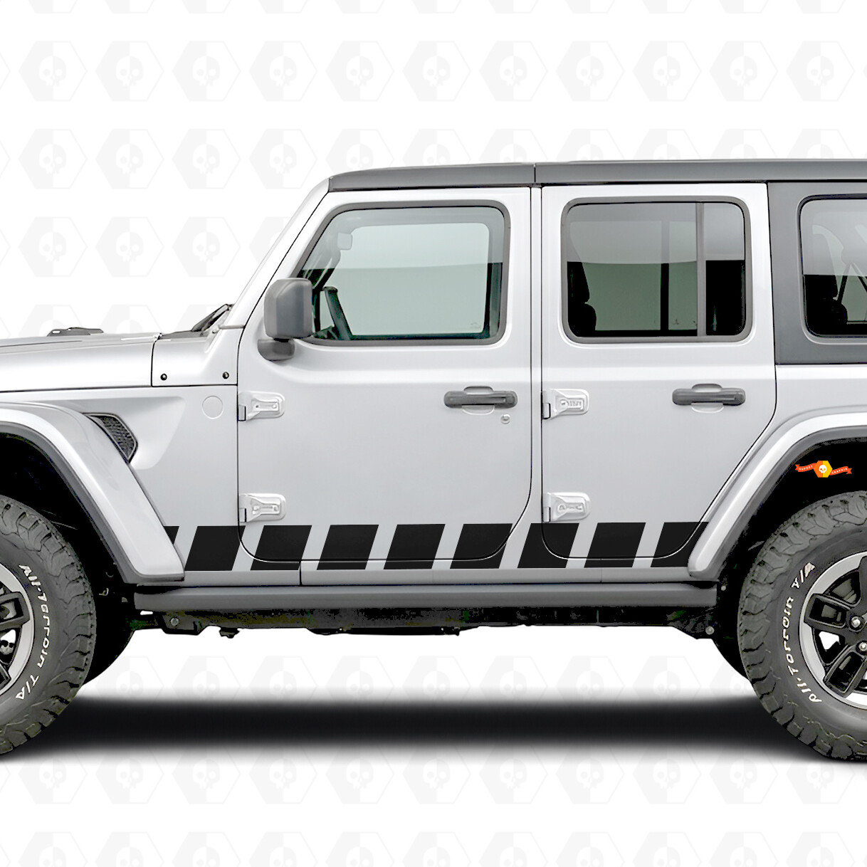 Block-Streifen Seiten-Vinylaufkleber für Jeep Wrangler 2018-2027