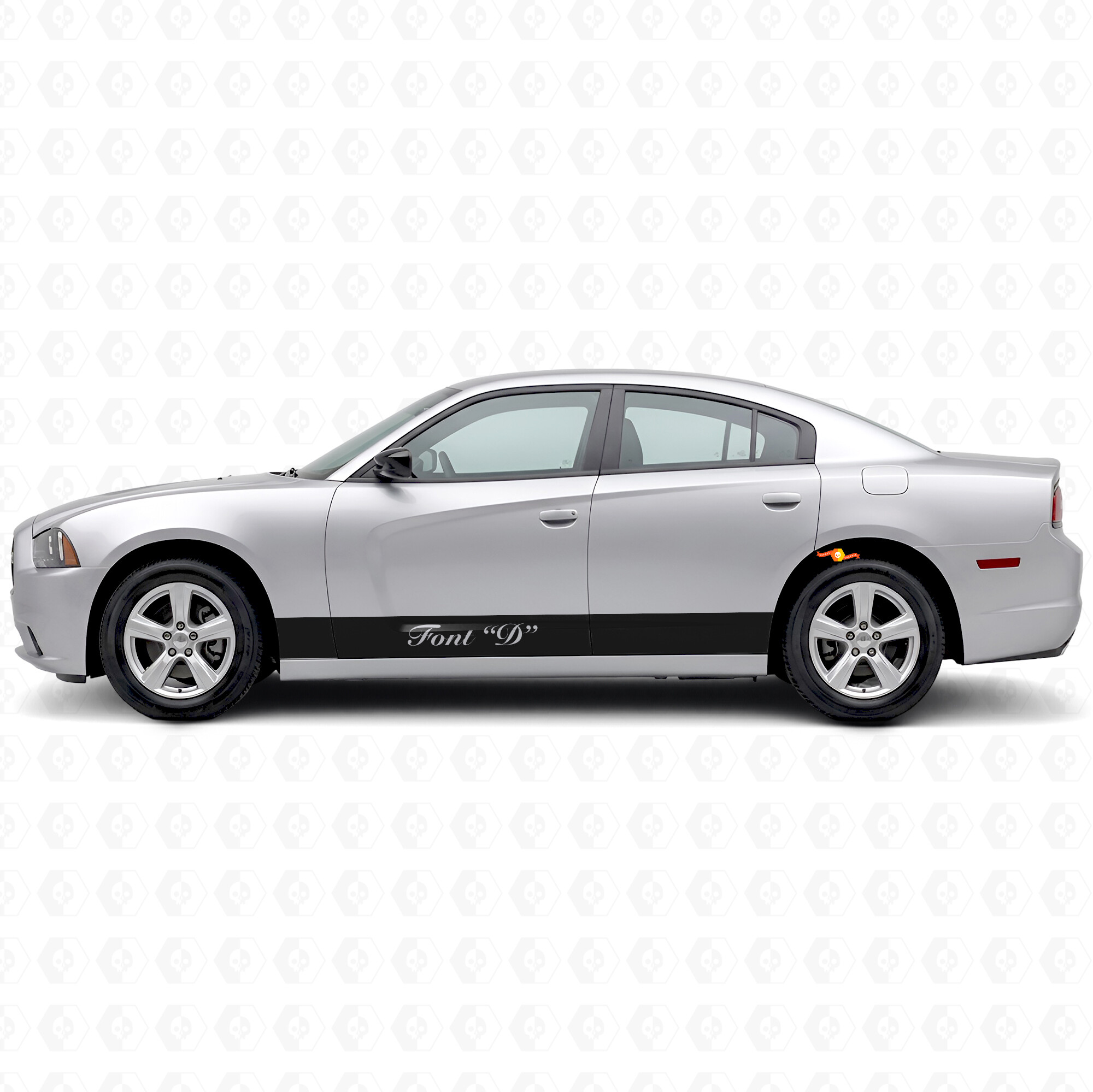 Gerade Streifen & benutzerdefinierte Text-Seitenvinylaufkleber für Dodge Charger 2011-2014