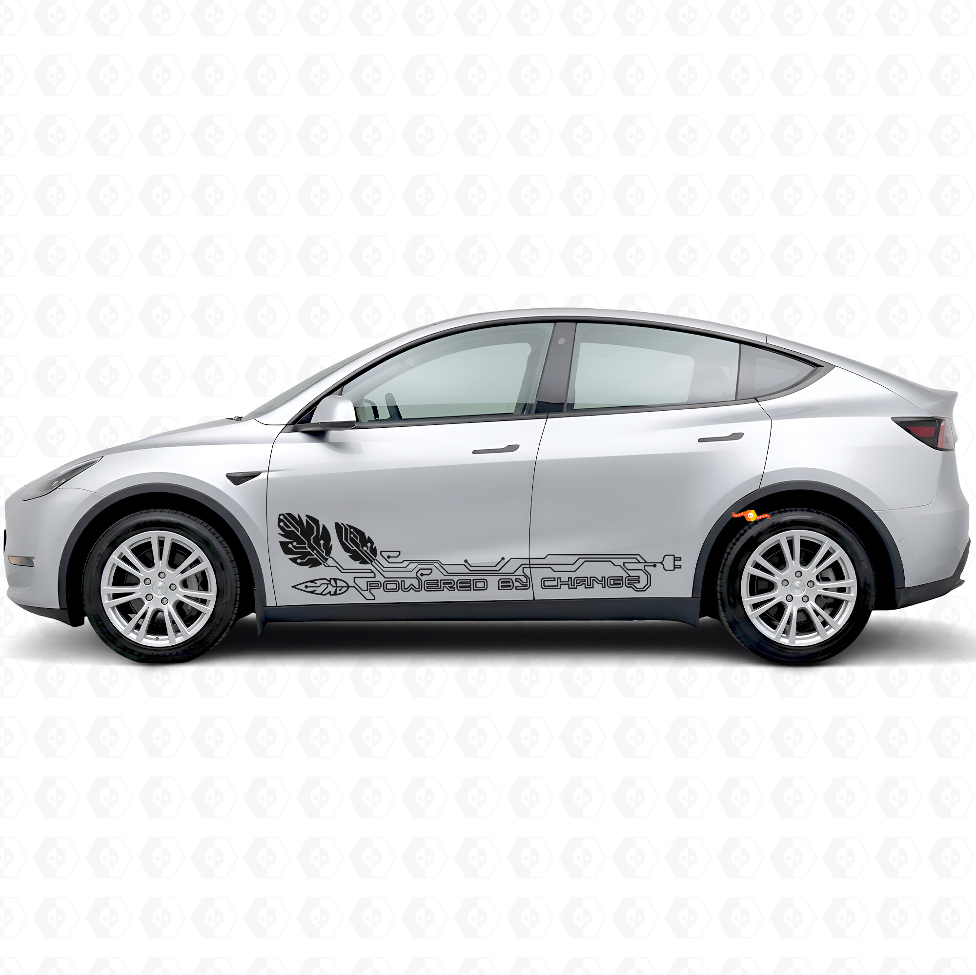 Angetrieben von Seitenwechsel Tür Vinyl-Aufkleber für Tesla Model Y