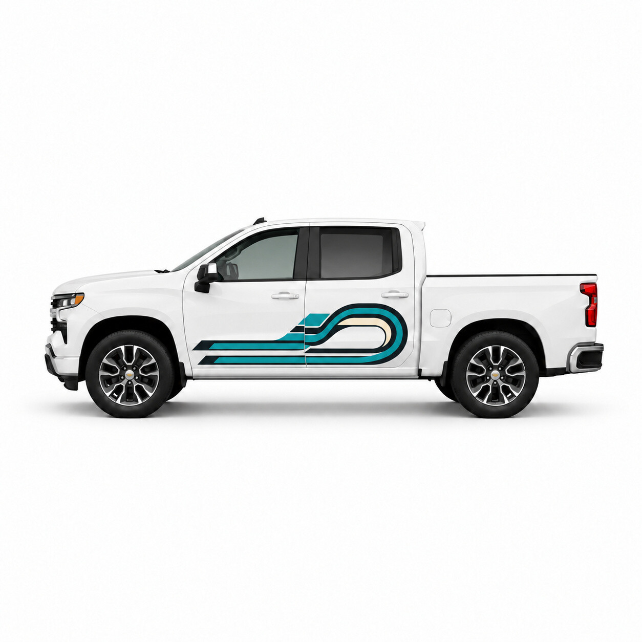 Tidal Circuit Geometrische Schleifen-Seitentür Vinylaufkleber für Chevrolet Silverado T1XX 2018-2026