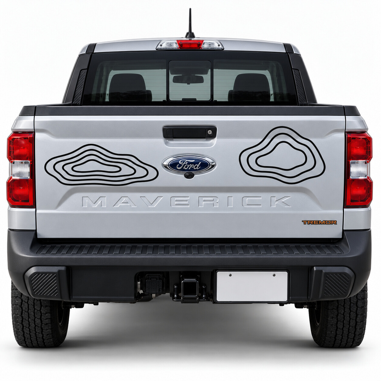 Contour Islands Topografischer Heckklappen-Vinylaufkleber für Ford Maverick 2023