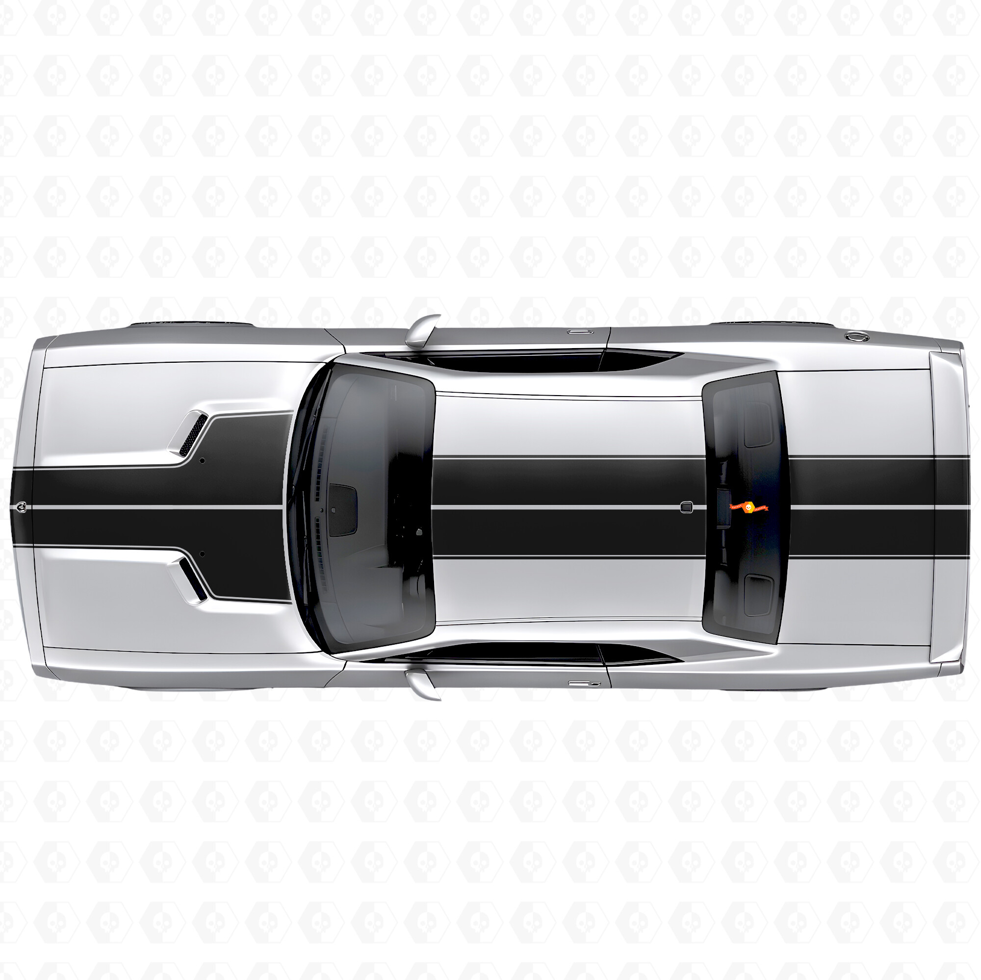 Duale Umrissstreifen Motorhaube Dach Kofferraum Vinyl-Aufkleber für Dodge Challenger 2008-2014