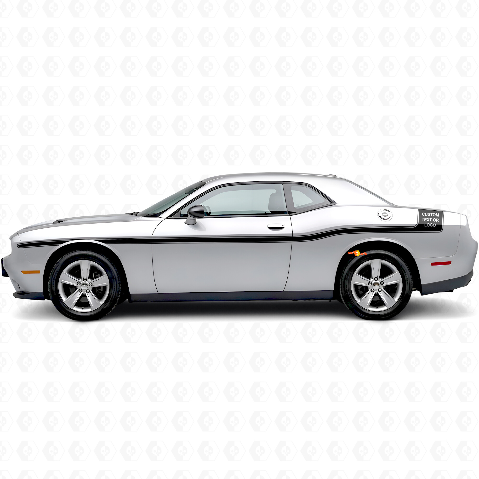 Umriss-Streifen mit individuellem Text Seiten-Vinyl-Aufkleber für Dodge Challenger