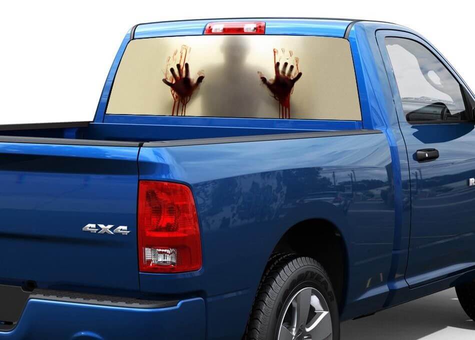 Zombie hinter dem Glas Blut Rückfenster Grafik Aufkleber 2 Truck SUV
