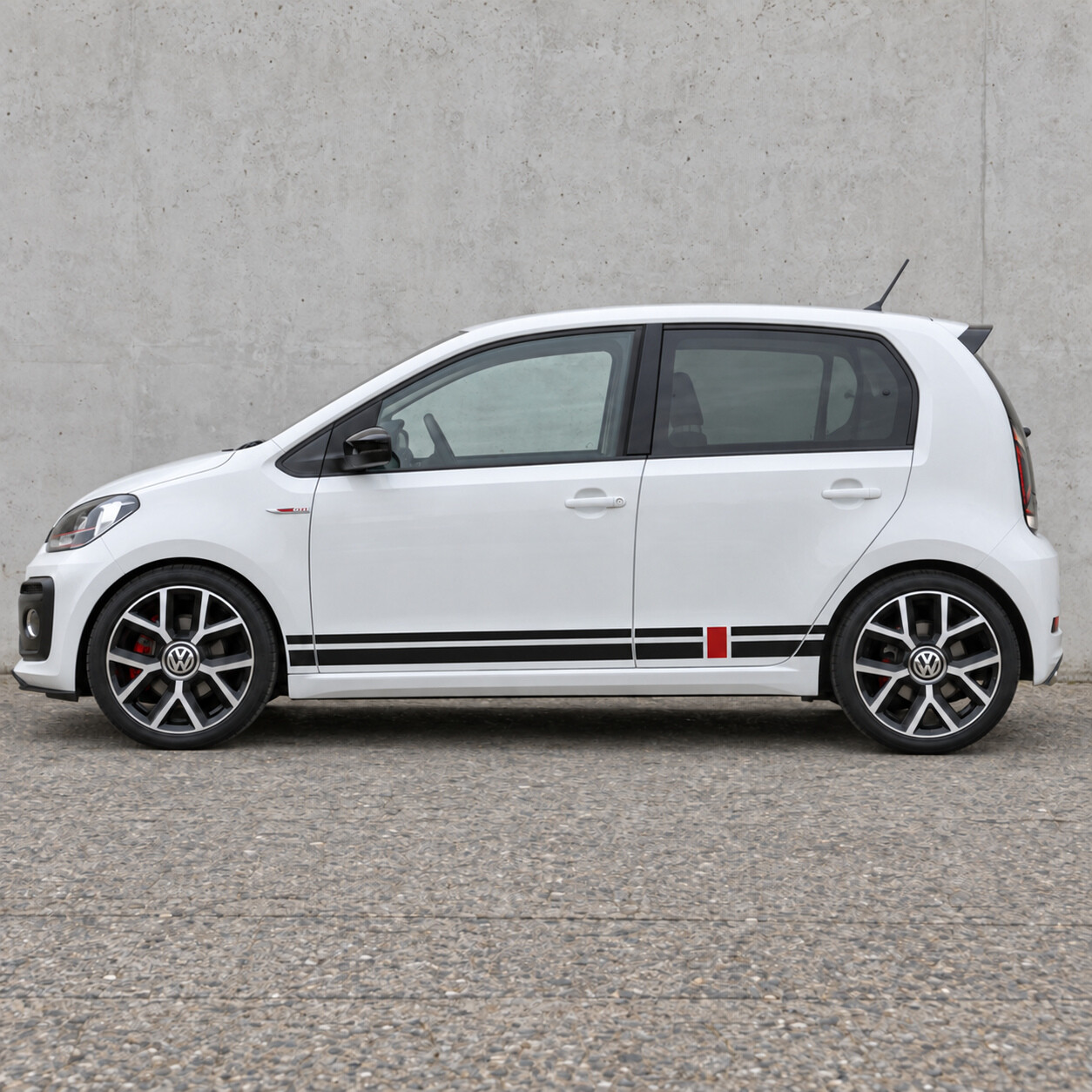 Roter Brücken-Seitenvinyl-Aufkleber für Volkswagen up! GTI 5-Türer 2018-2023