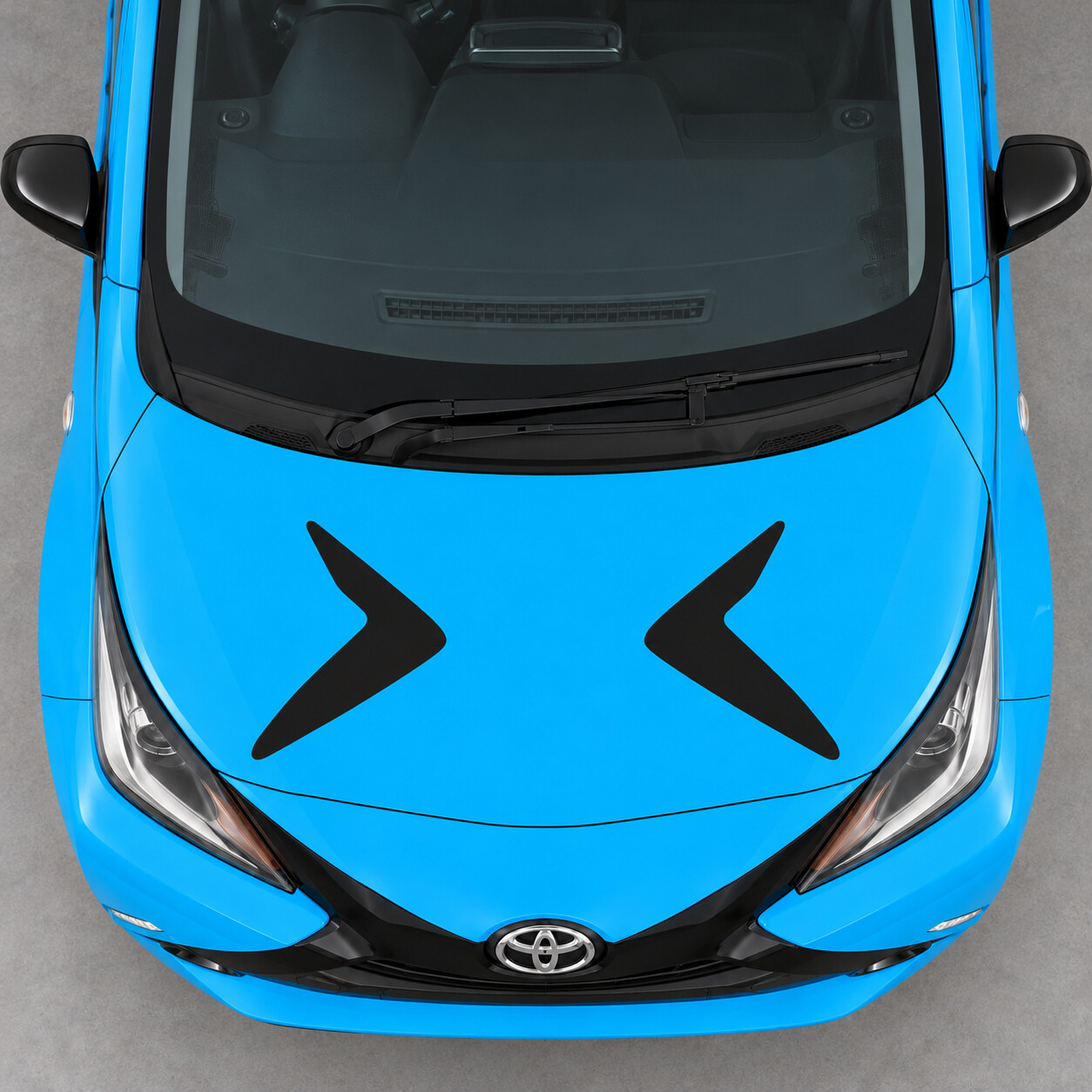 Entgegengesetzte Boomerangs Motorhauben-Vinyl-Aufkleber für Toyota Aygo AB40 2014-2018 Vor-Facelift
