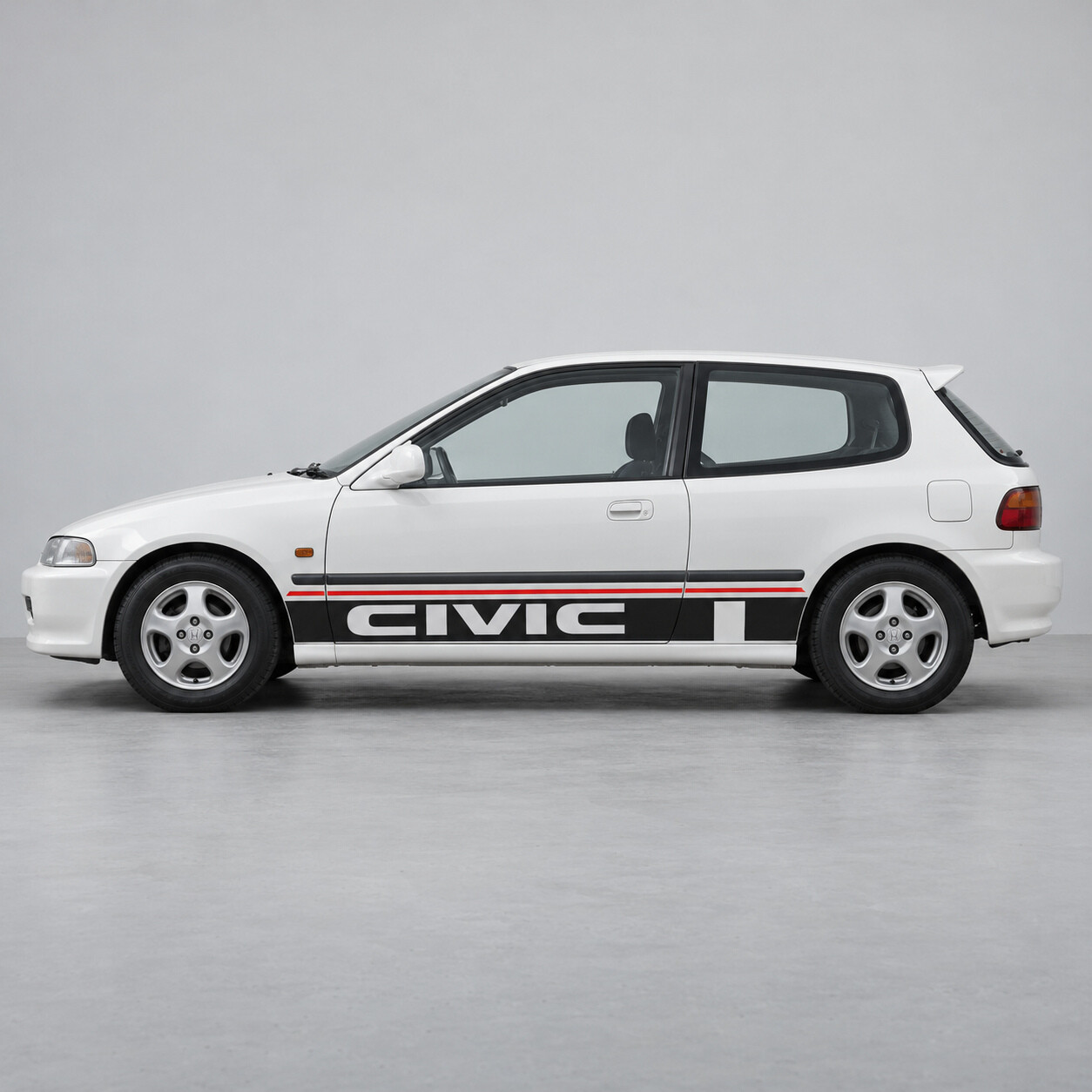 Breite Ausführung Keilform CIVIC Seiten Vinyl Aufkleber Sticker für Honda Civic EG Hatchback 1991-1995