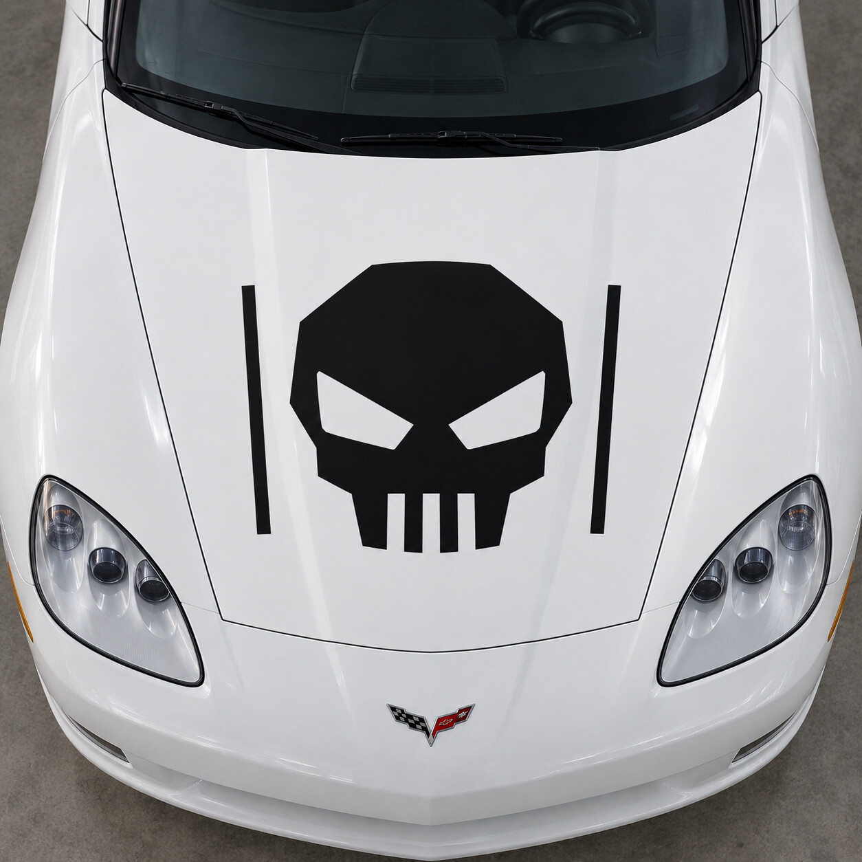 Skull Outrigger Standard Coupe Motorhauben Vinyl-Aufkleber für Chevrolet Corvette C6 2005-2013