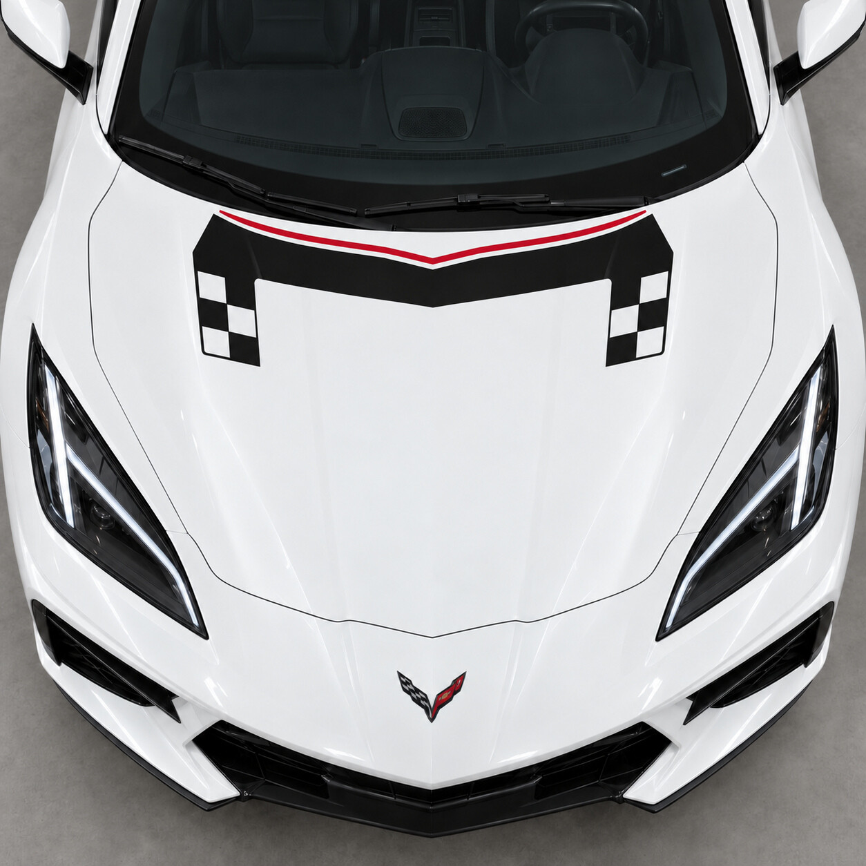 Schachbrett-Schulterbrücke C8 Stingray Motorhauben Vinyl-Aufkleber für Chevrolet Corvette 2020