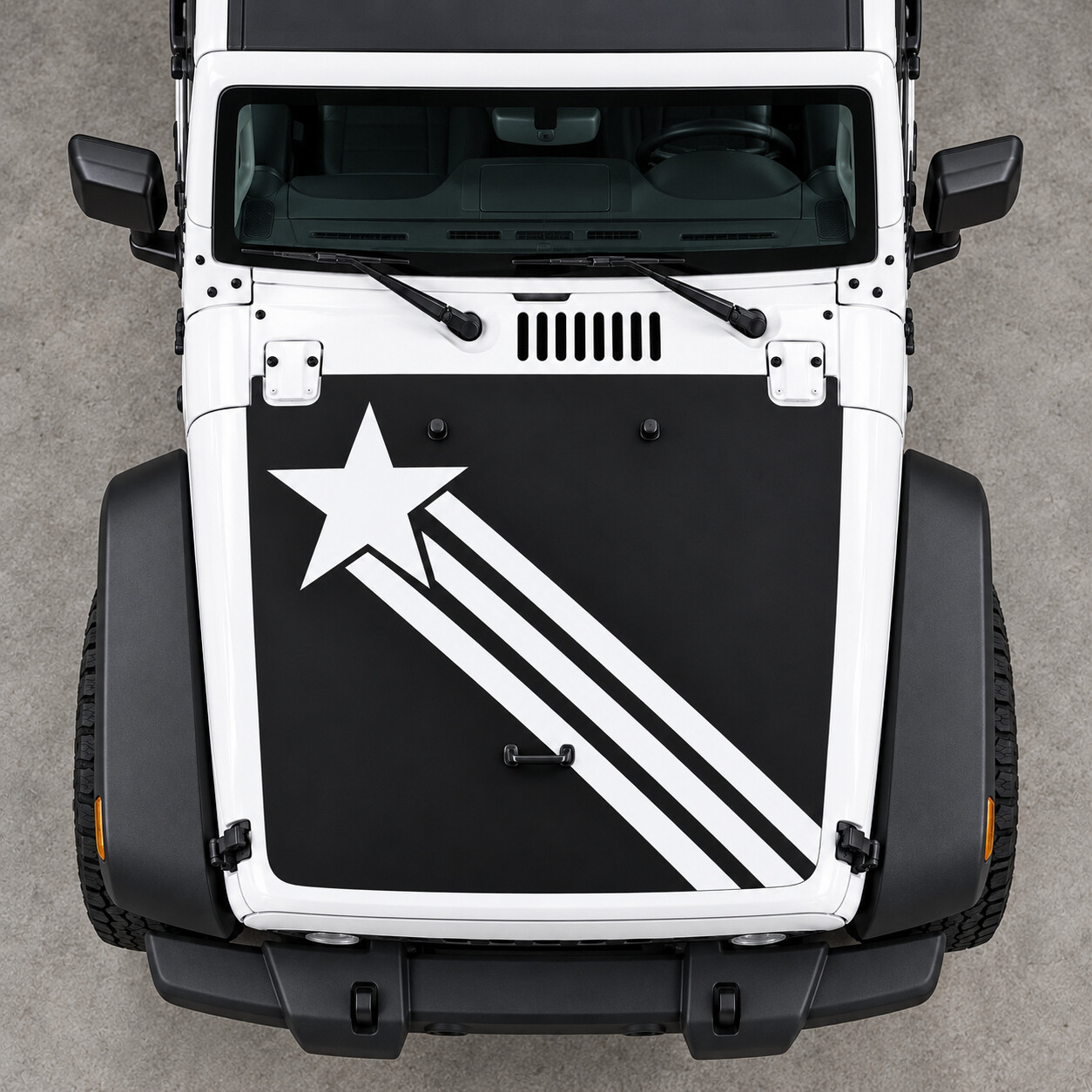 Star Trail Motorhauben-Vinylaufkleber für Jeep Wrangler 2014