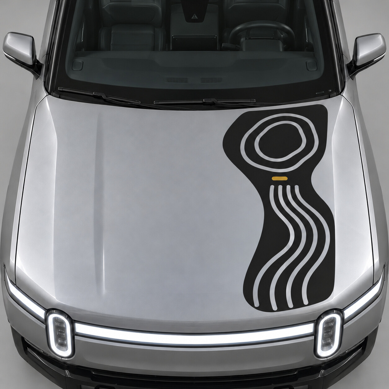 Kontur Wirbelsäule Motorhauben Vinyl-Aufkleber für Rivian R1T 2022