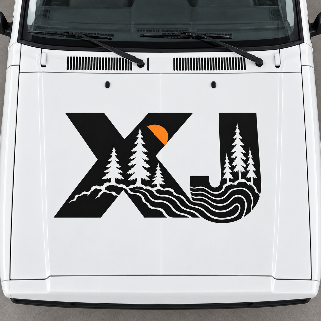 XJ Sport Forest Buchstaben Motorhauben Vinyl-Aufkleber für Jeep Cherokee 1999