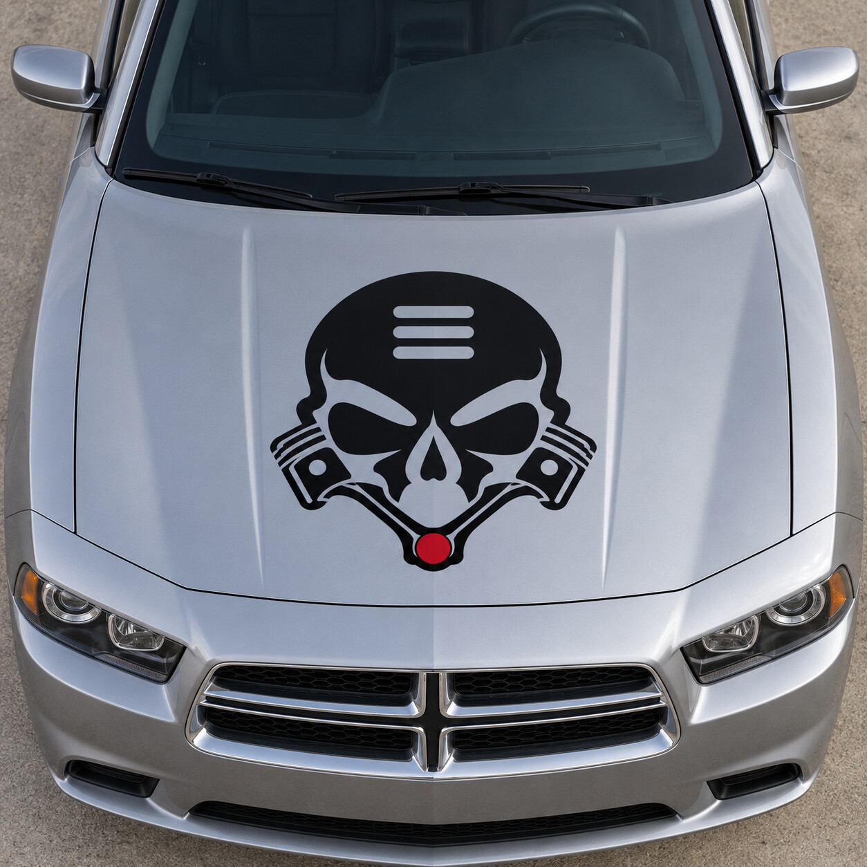 Piston Skull SE Motorhauben Vinyl-Aufkleber für Dodge Charger 2014
