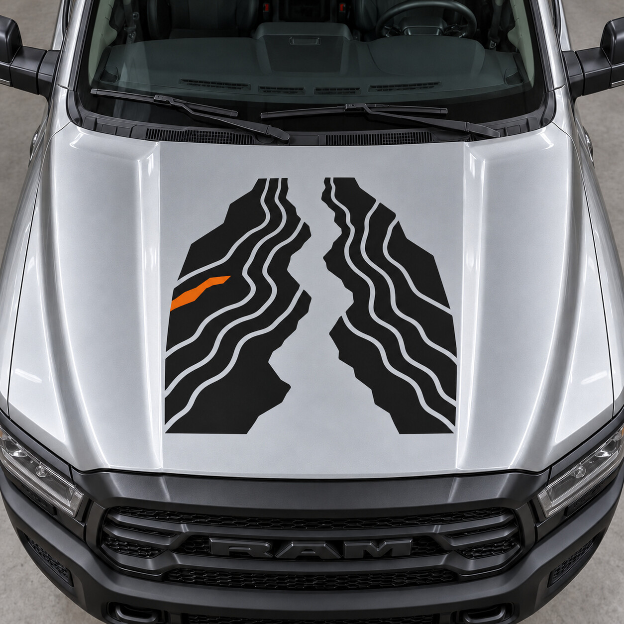 Faultline Motorhauben-Vinyl-Aufkleber für Ram 2500 Power Wagon Crew Cab DJ 2019–2024