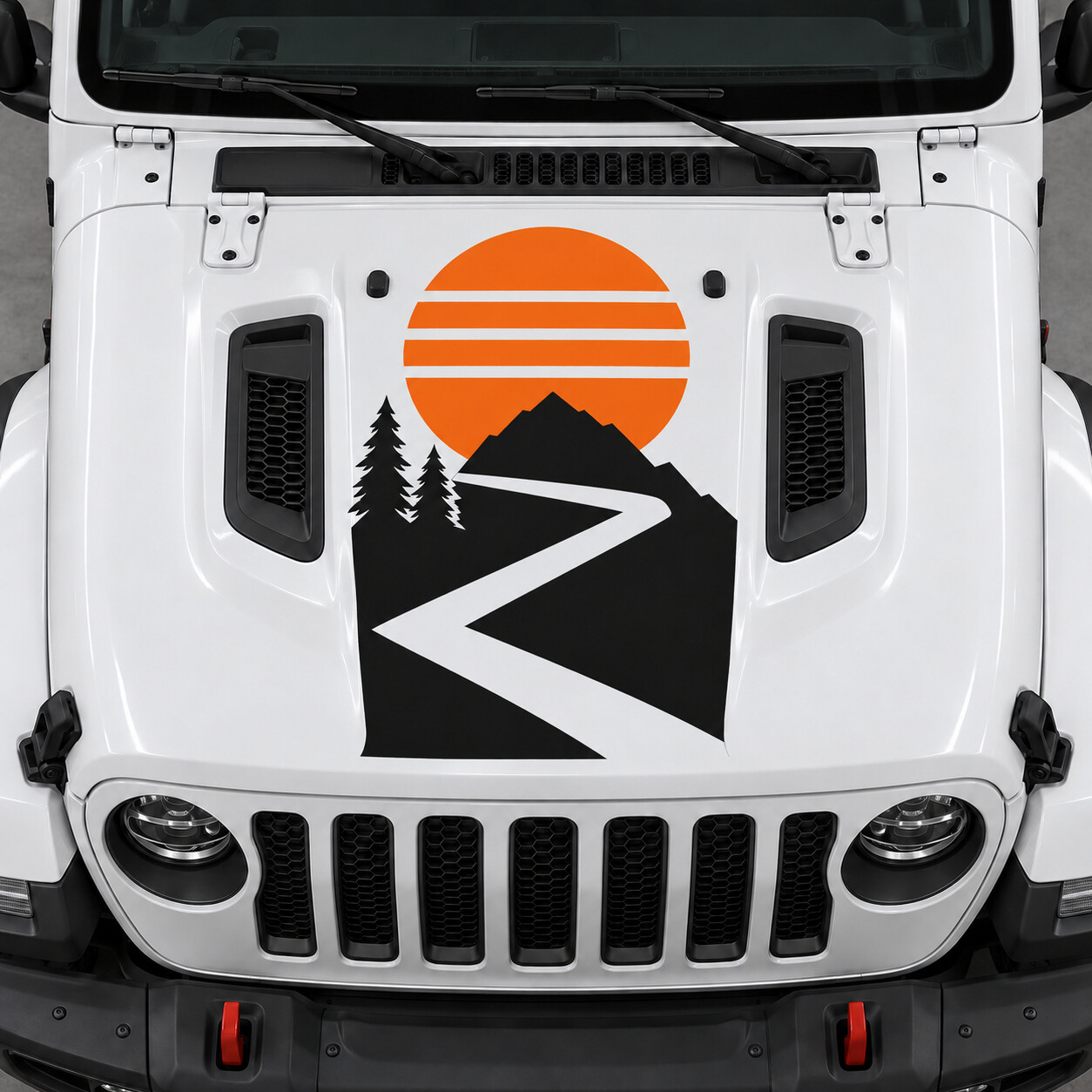 Switchback Sundisc Motorhauben-Vinylaufkleber für Jeep Wrangler Unlimited Rubicon JL 2018–2026