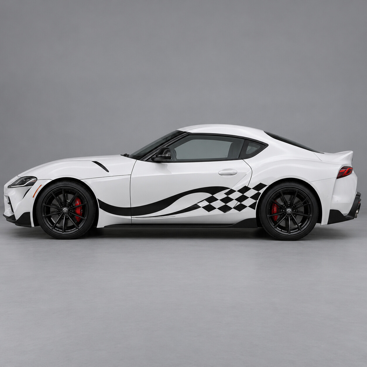 Checker Rückstoßstreifen Seiten-Vinyl-Aufkleber für Toyota GR Supra 3.0 Premium A90 2020–2026