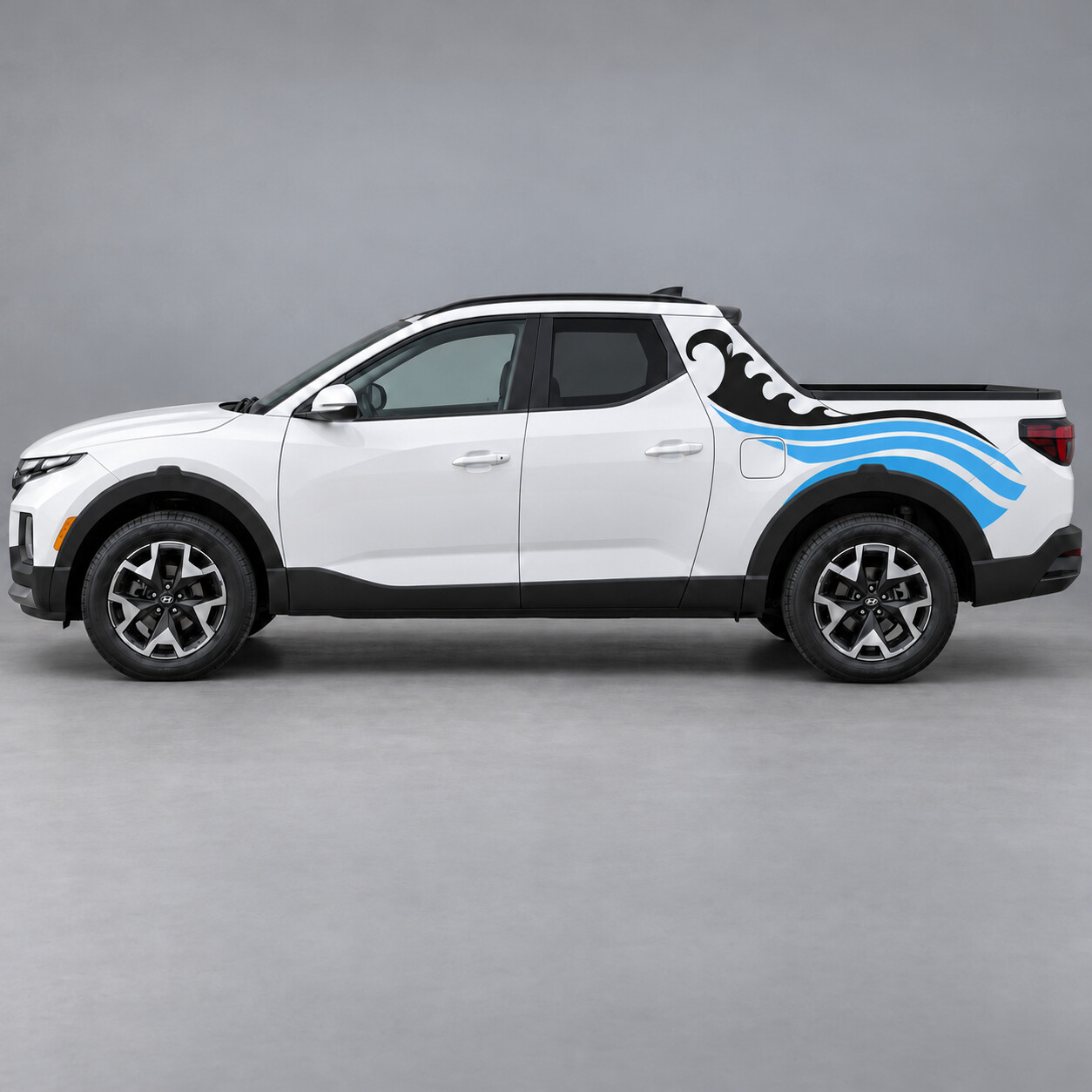 Coastal Breaker Wave Streifen Vinyl-Aufkleber für Seitenwand und Säule für Hyundai Santa Cruz SEL NXT 2022–2024