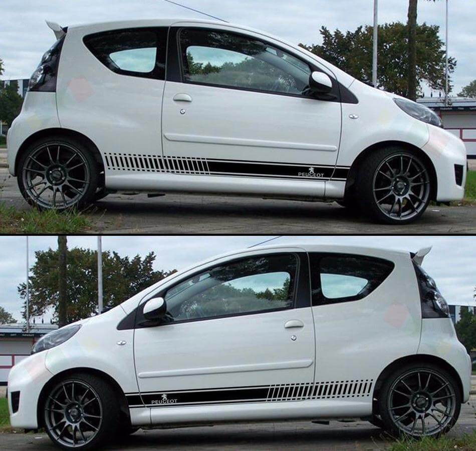 Aufkleber Aufkleber Streifen Kit für PEUGEOT 107 Spoiler Stoßstange Auspuff Licht Frontlippe