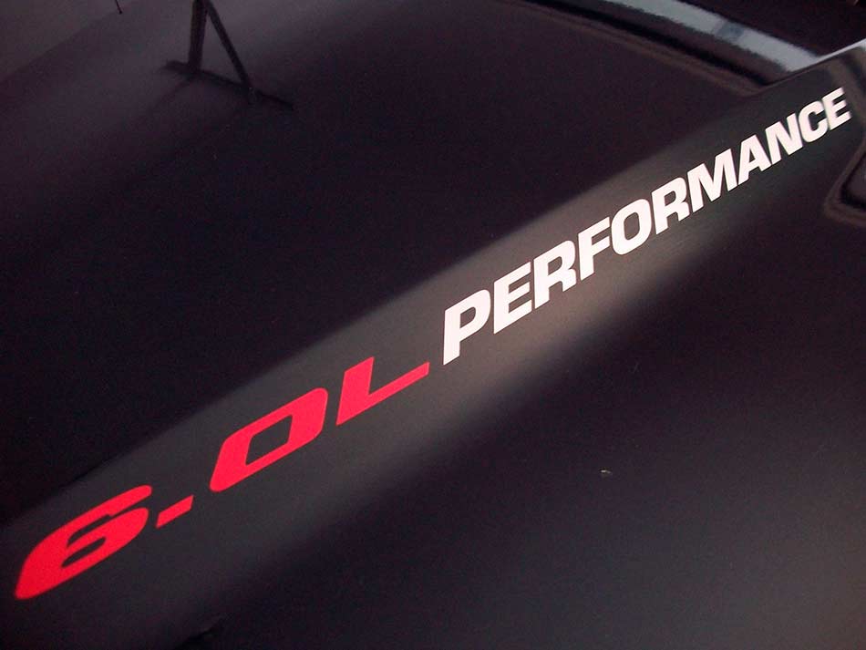 6,0L Performance Motorhauben-Vinylaufkleber für Musclecar F250 Chevy Silverado GMC