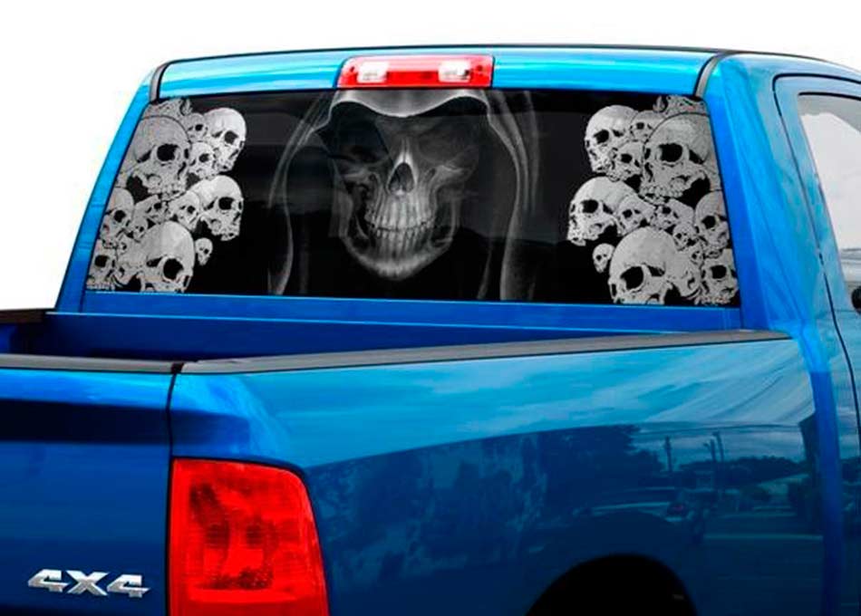 Tod BW Schädel Skelett für Angst Heckscheiben Aufkleber Aufkleber Pick-up-SUV SUV Auto