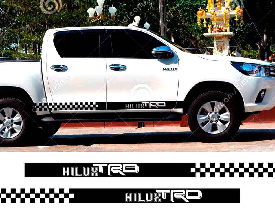 TRD Style kariertes Seitenschürzen Vinyl-Aufkleber-Set für Toyota Hilux