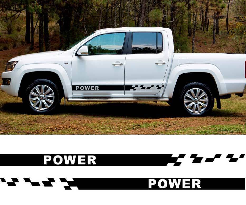 Power Schachbrett-Seitenstreifen Vinyl-Aufklebersatz für VW Amarok 2010