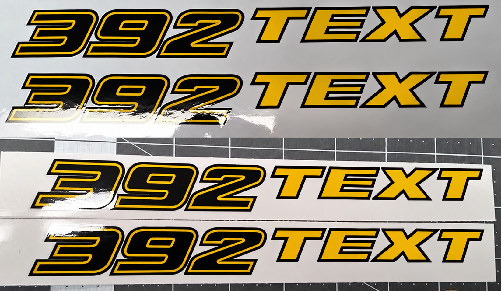392 Hemi SRT8 Style Custom TEXT Pair — Vinylaufkleber (Motorhaube) für Dodge Challenger