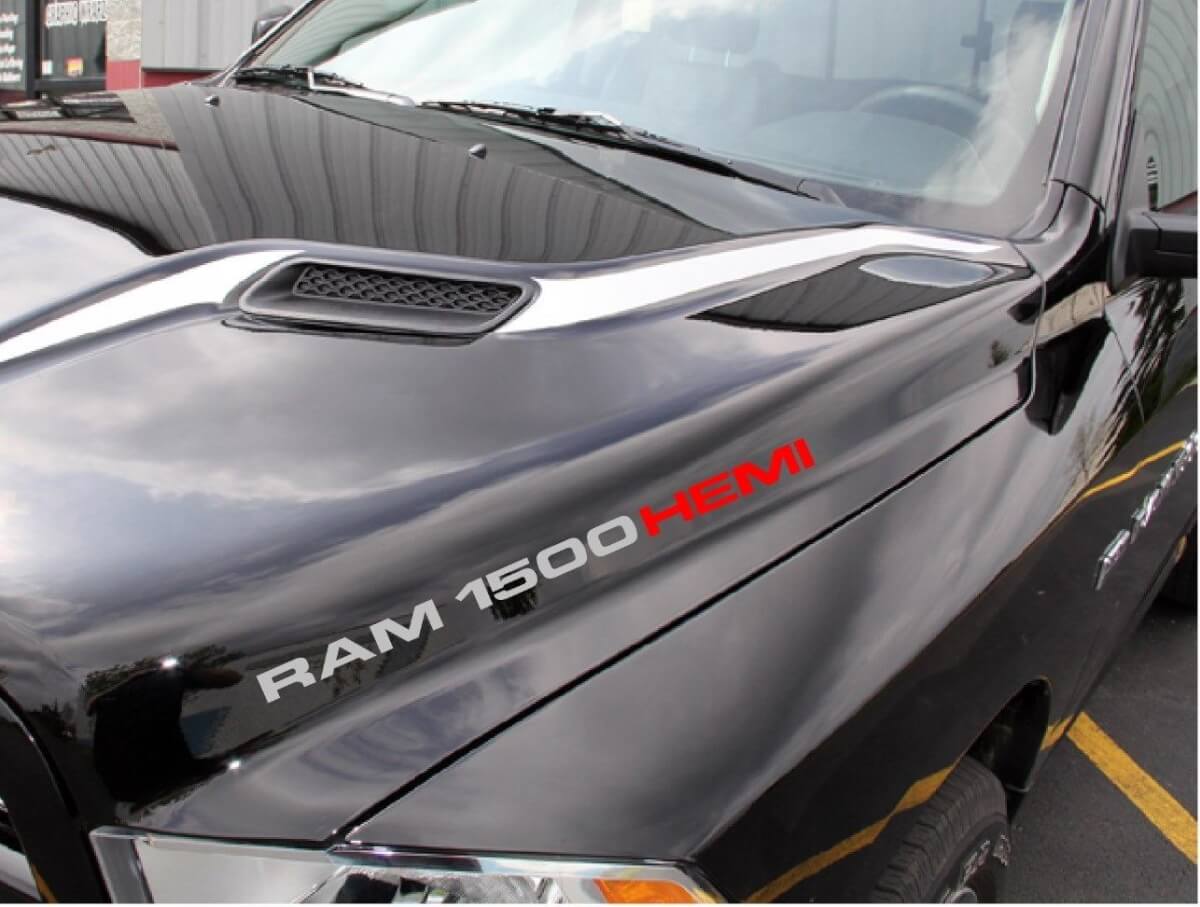 Hemi Style Schriftzug Hauben Vinyl Aufkleber Set für Dodge Ram 1500