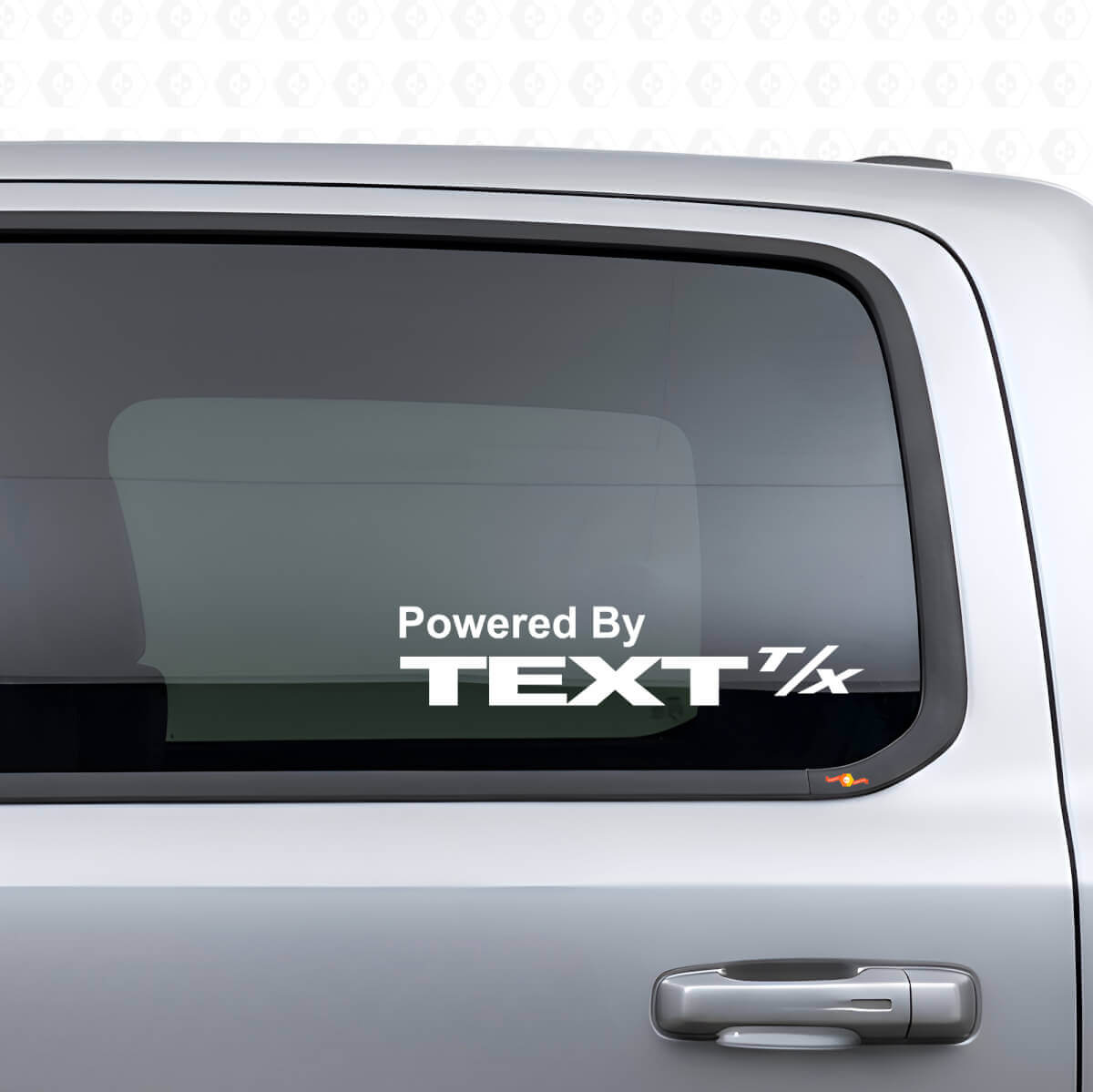 Powered By mit individuellem Text Seitenscheiben Vinyl-Aufkleber Paar für Dodge Ram