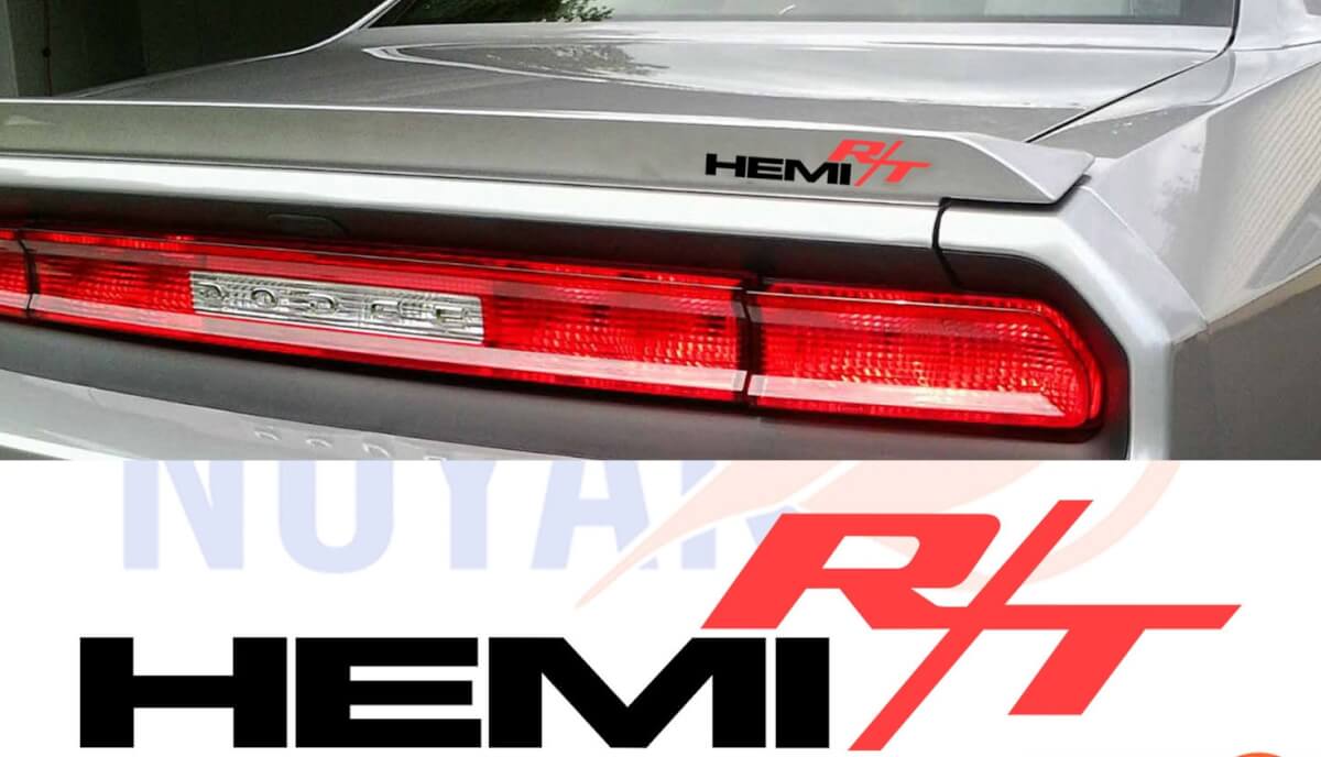 HEMI R/T Style Emblem Seitlicher Vinyl-Aufkleber Satz für Dodge Challenger