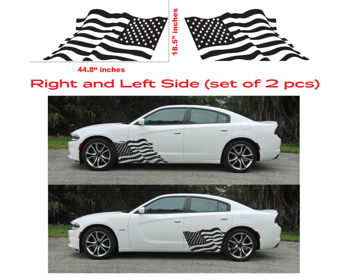 Amerikanische Flagge Seiten-Tür Vinyl-Aufkleber-Set für Dodge Charger