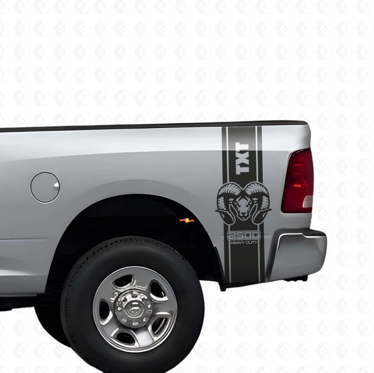 Hemi Stil Heckseiten- & Motorhaubenstreifen Vinyl-Aufkleber Set für Dodge Ram 1500 2500