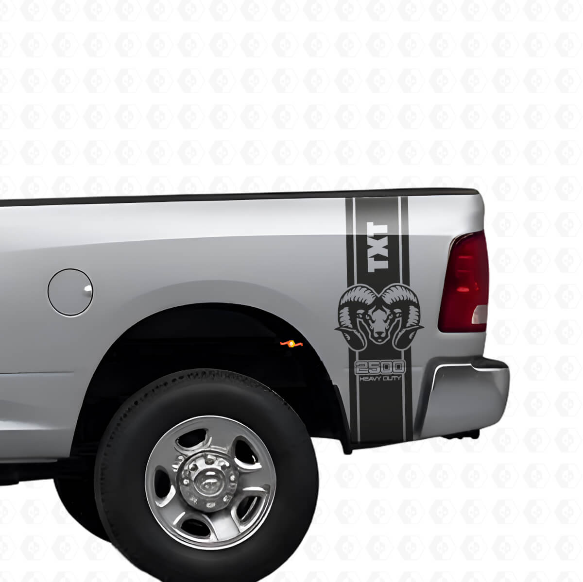 Hemi Custom Text Rückseitige Seitenstreifen Vinyl-Aufkleber-Set für Dodge Ram 1500 2500