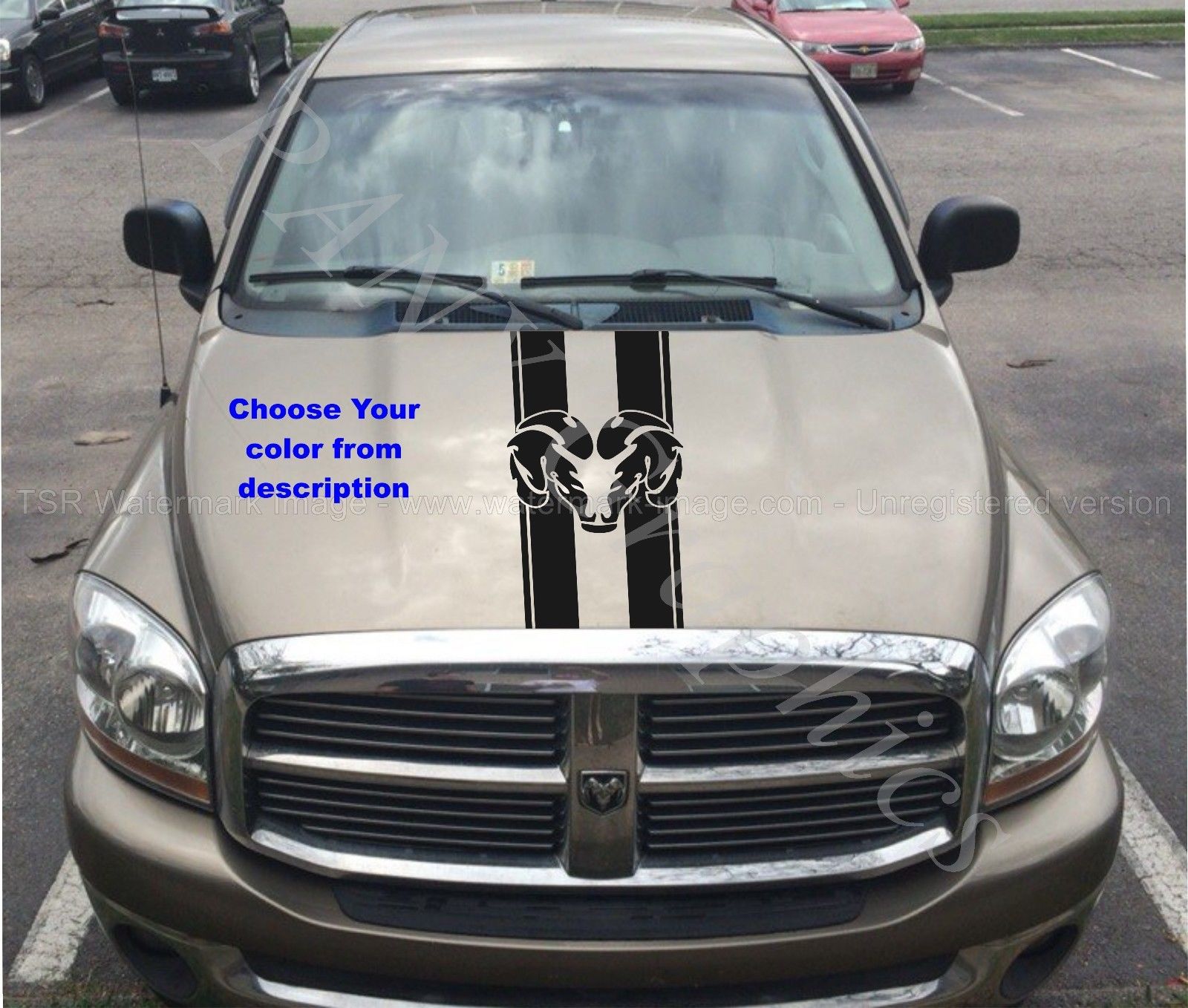 LKW -Auto -Vinyl -Aufkleber, Rennstreifenaufkleber -Kapuze Dodge Ram Logo (beide Seiten)
